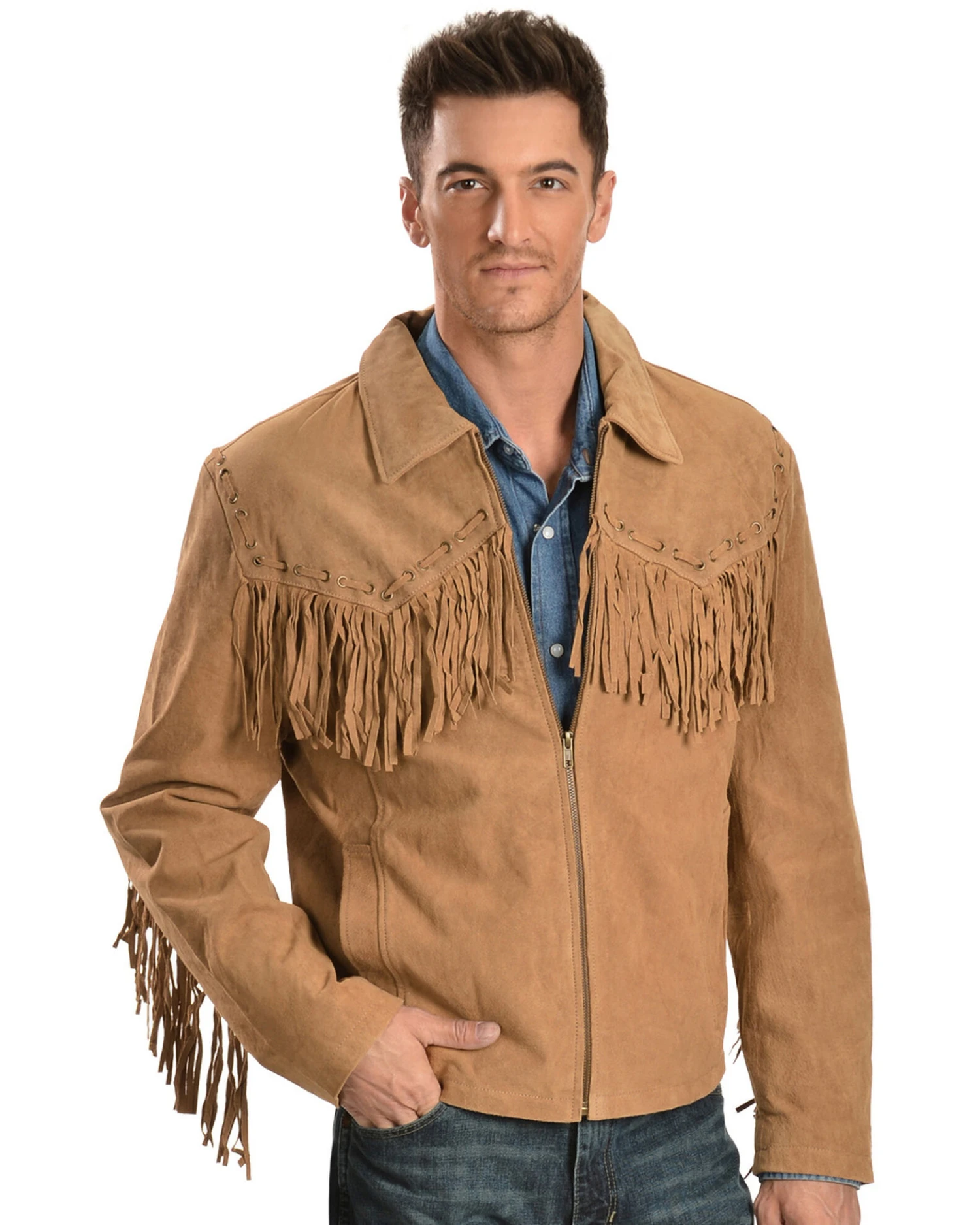 Scully Men's Fringed Suede Leather Short Jacket 4 Scully Men's Fringed Suede Leather Short Jacket - Image 2