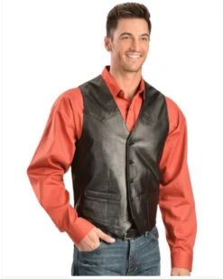 Scully Men's Lamb Leather Western Vest - Tall