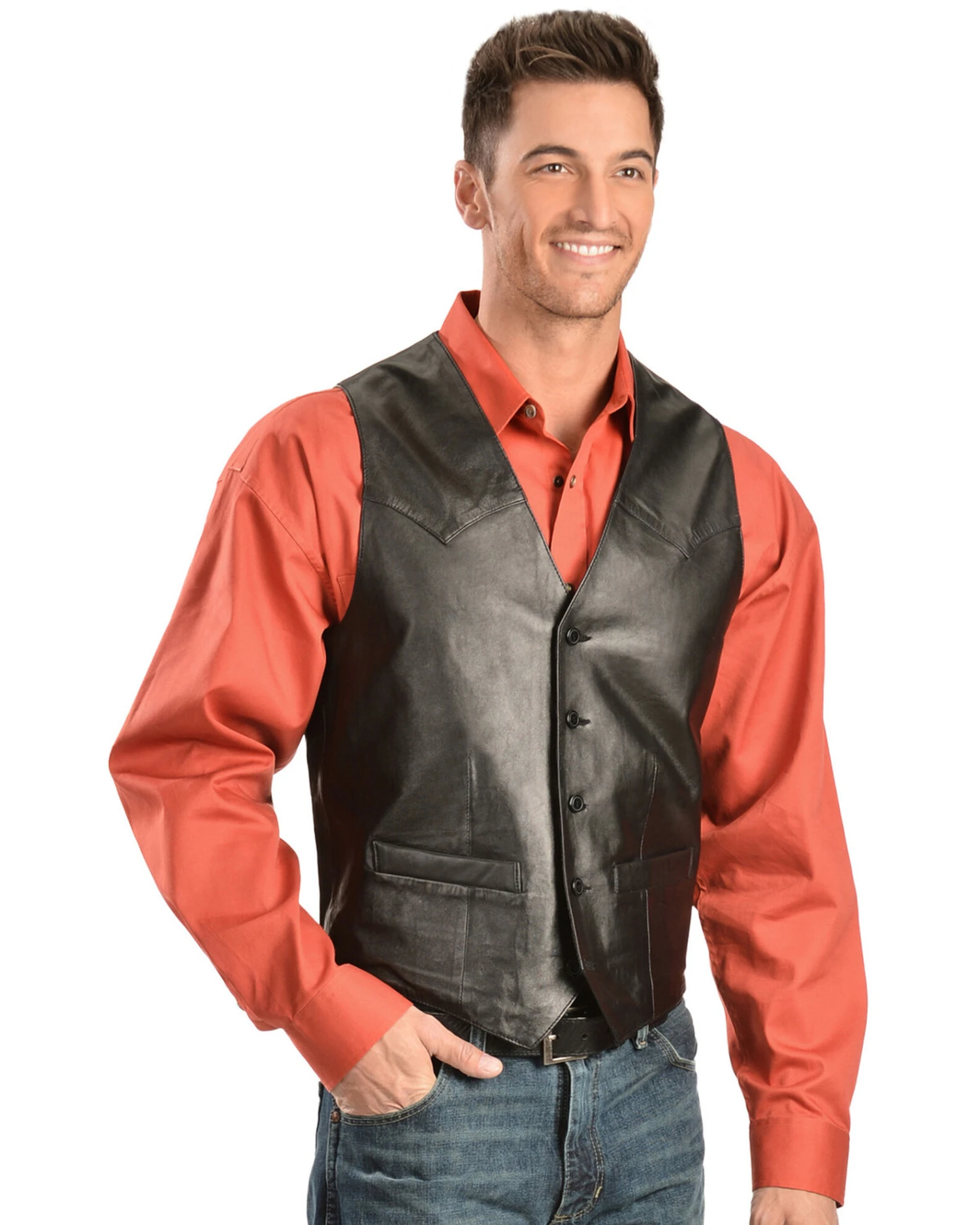 Scully Men's Lamb Leather Western Vest - Tall 4 Scully Men's Lamb Leather Western Vest - Tall - Image 2