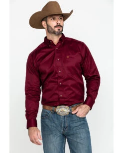 Ariat Men's Burgundy Solid Twill Long Sleeve Western Shirt 20 Ariat Men's Burgundy Solid Twill Long Sleeve Western Shirt -Boot Barn 0921C9 7180 P1