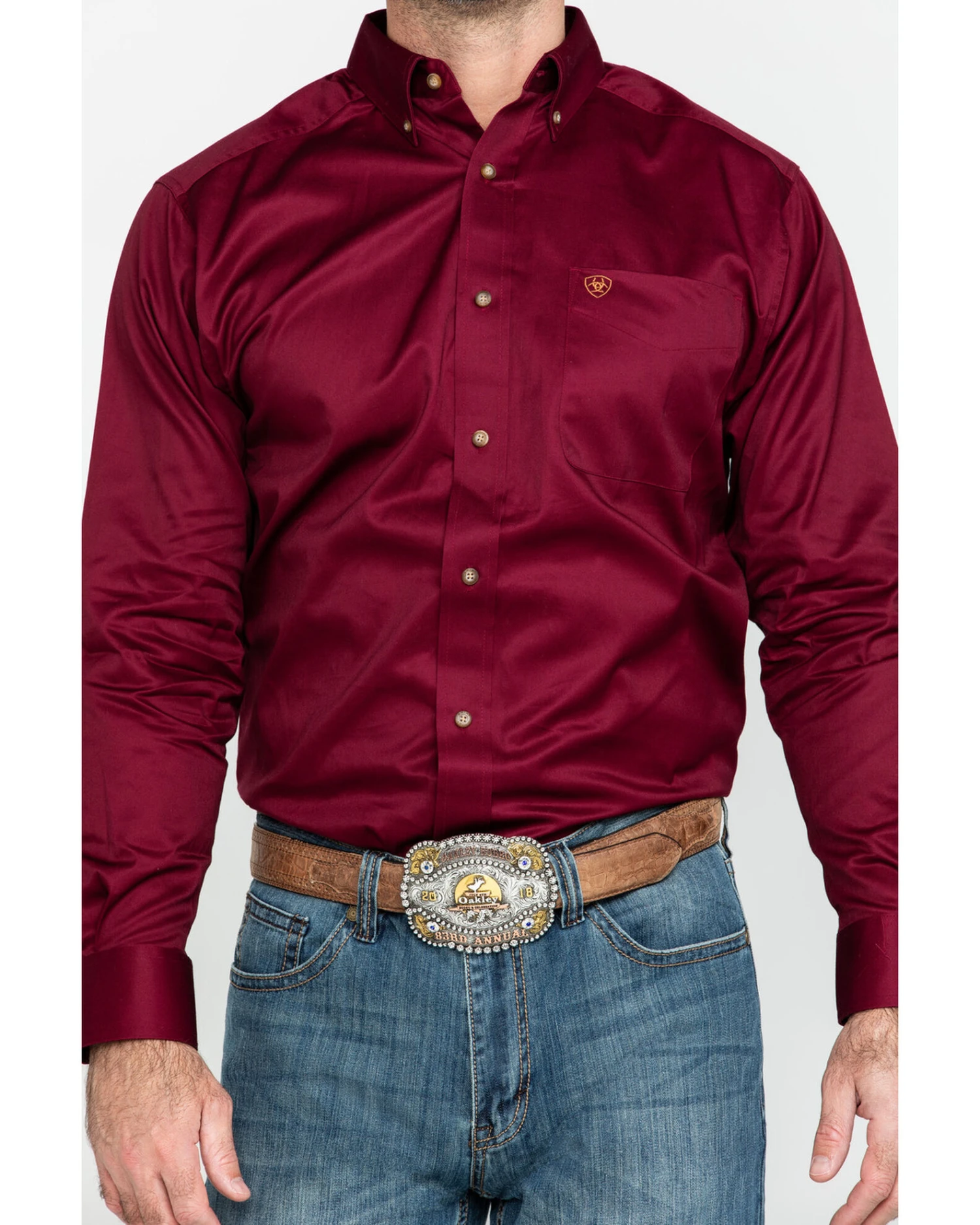 Ariat Men's Burgundy Solid Twill Long Sleeve Western Shirt 13 Ariat Men's Burgundy Solid Twill Long Sleeve Western Shirt - Image 11