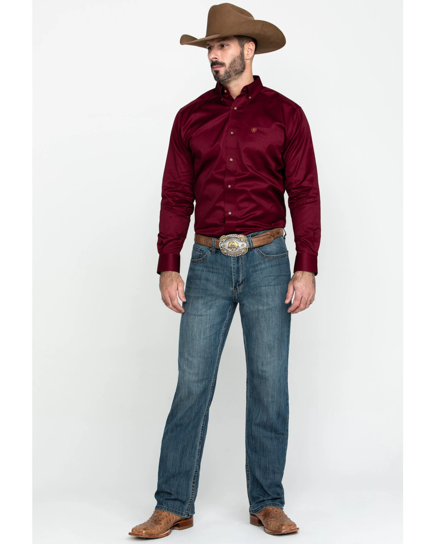 Ariat Men's Burgundy Solid Twill Long Sleeve Western Shirt 8 Ariat Men's Burgundy Solid Twill Long Sleeve Western Shirt - Image 6