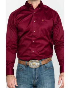 Ariat Men's Burgundy Solid Twill Long Sleeve Western Shirt 25 Ariat Men's Burgundy Solid Twill Long Sleeve Western Shirt -Boot Barn 0921C9 74 P4