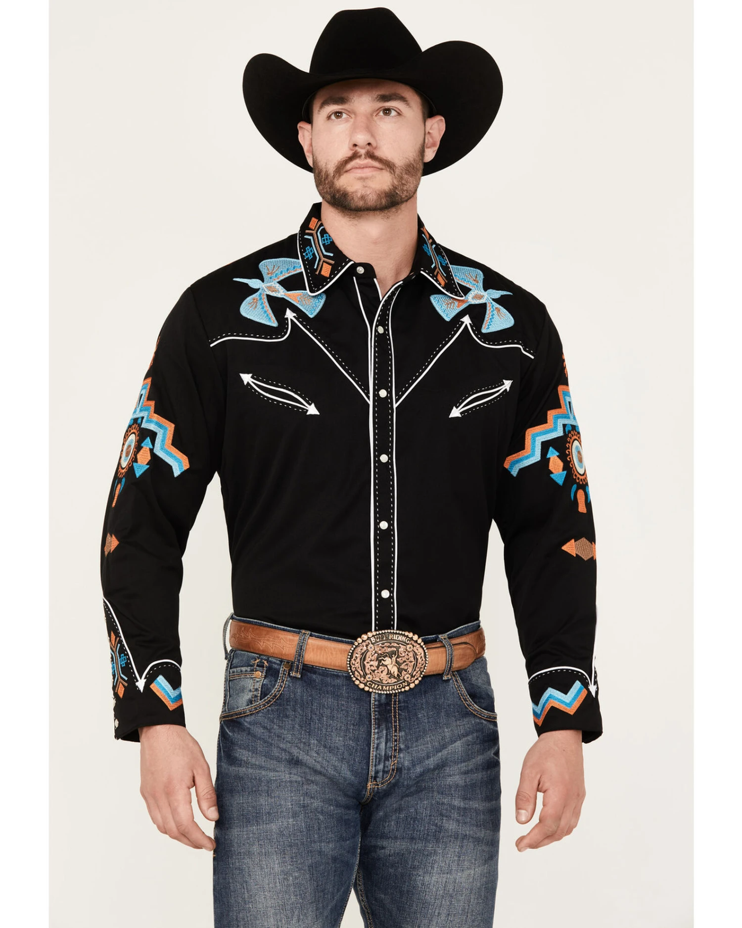 Scully Men's Phoenix Embroidered Retro Long Sleeve Western Shirt 3 Scully Men's Phoenix Embroidered Retro Long Sleeve Western Shirt