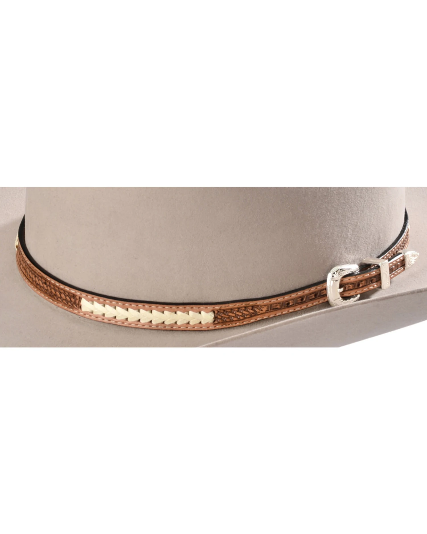 Stitched Basketweave Leather Hat Band 3 Stitched Basketweave Leather Hat Band