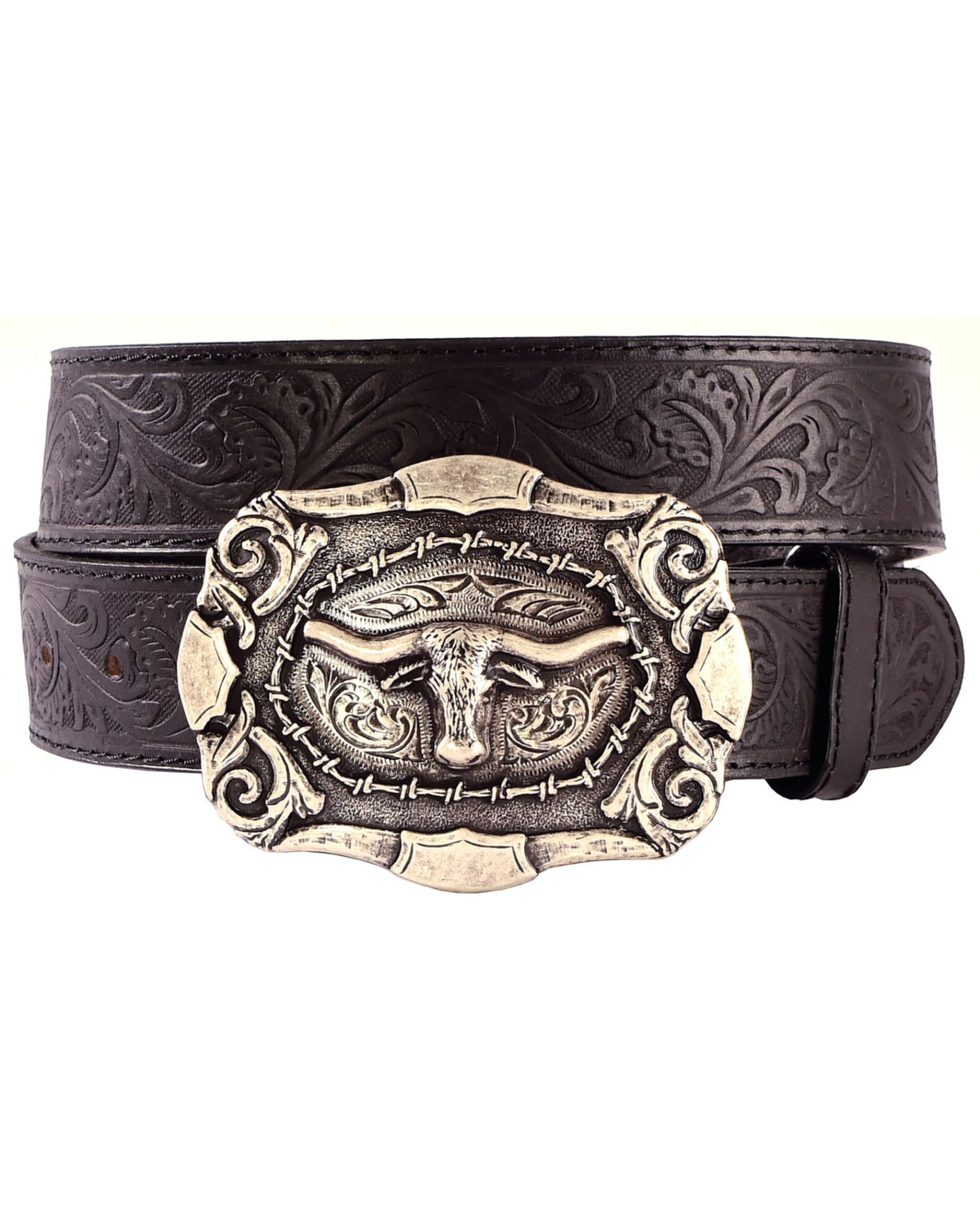 AndWest Men's Western Tooled Longhorn Belt 3 AndWest Men's Western Tooled Longhorn Belt