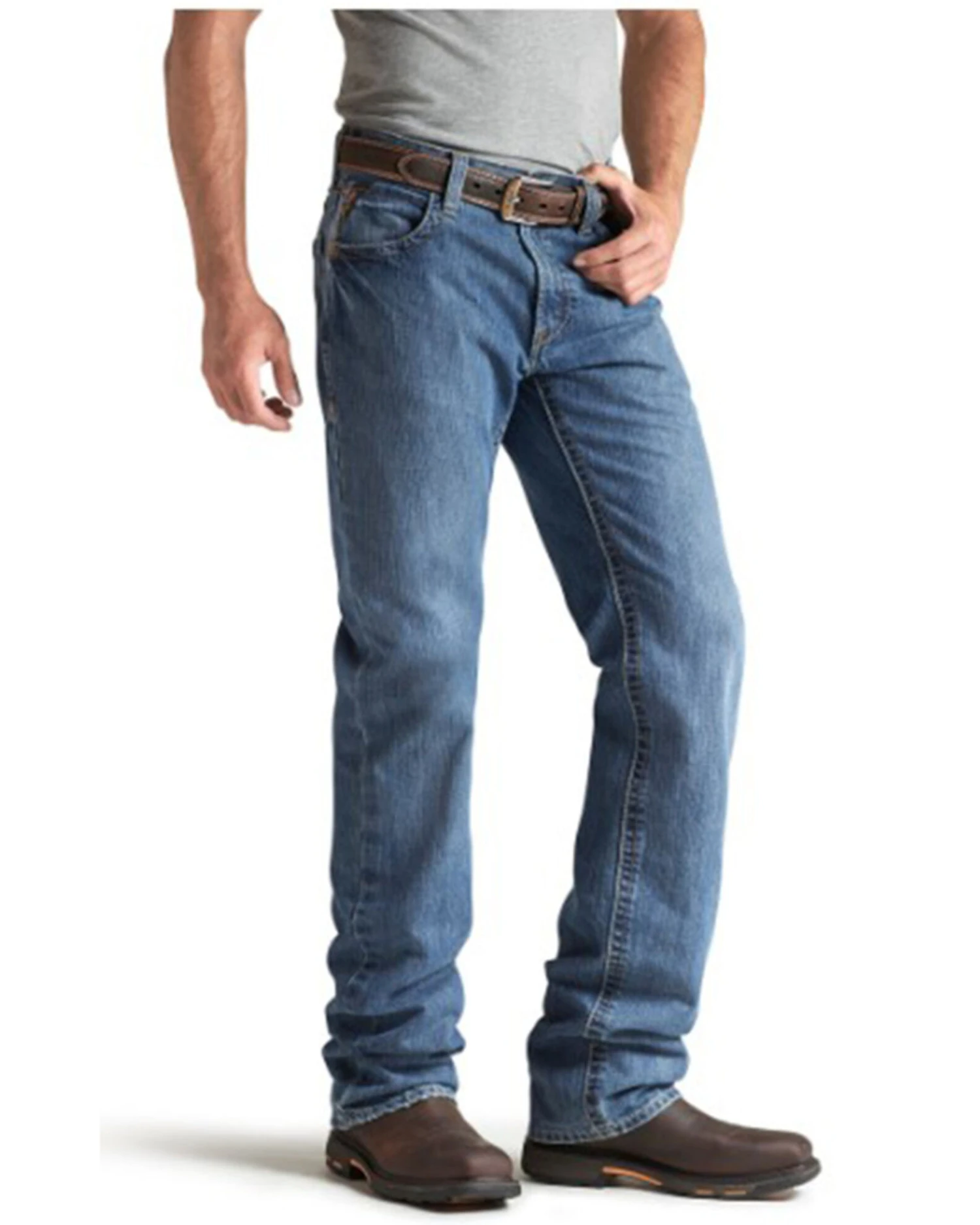 Ariat Men's FR M3 Medium Wash Loose Basic Stackable Straight Leg Jean - Big 4 Ariat Men's FR M3 Medium Wash Loose Basic Stackable Straight Leg Jean - Big - Image 2