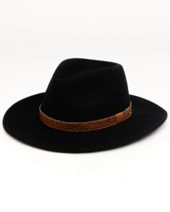 Cody James Men's Brown Leather Embossed Band Western Felt Hat