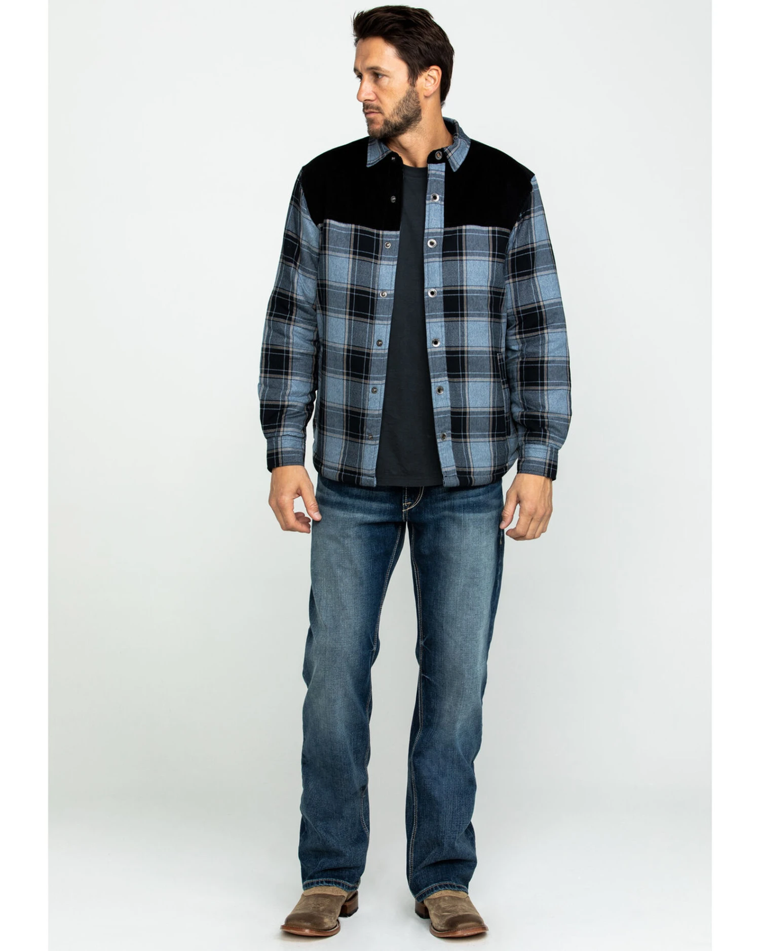 Moonshine Spirit Men's Goleta Plaid Mixed Flannel Nylon Shirt Jacket 7 Moonshine Spirit Men's Goleta Plaid Mixed Flannel Nylon Shirt Jacket - Image 5