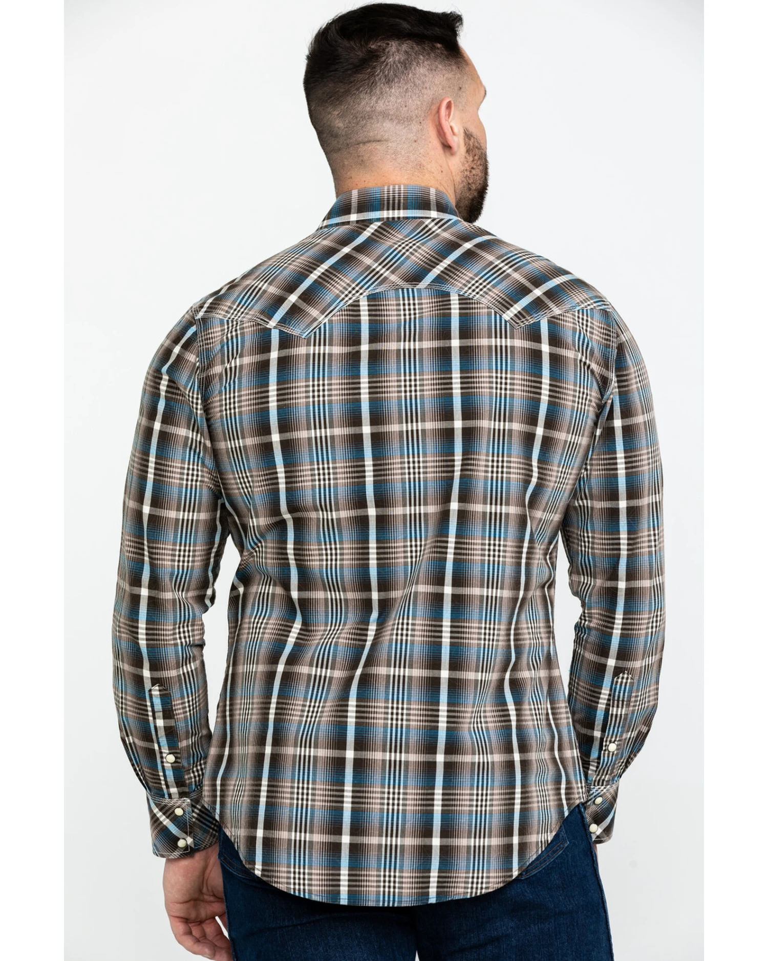 Rock & Roll Denim Men's Teal Washed Yarn Dye Plaid Short Sleeve Western Shirt 7 Rock & Roll Denim Men's Teal Washed Yarn Dye Plaid Short Sleeve Western Shirt - Image 5