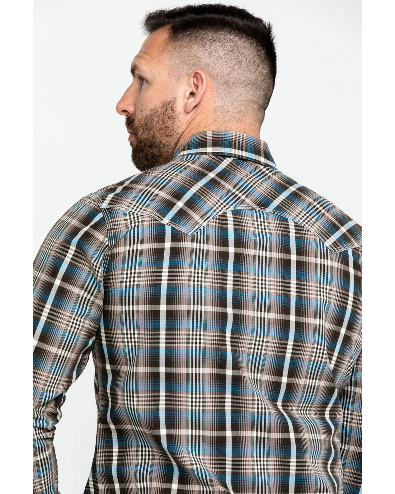 Rock & Roll Denim Men's Teal Washed Yarn Dye Plaid Short Sleeve Western Shirt 3 Rock & Roll Denim Men's Teal Washed Yarn Dye Plaid Short Sleeve Western Shirt