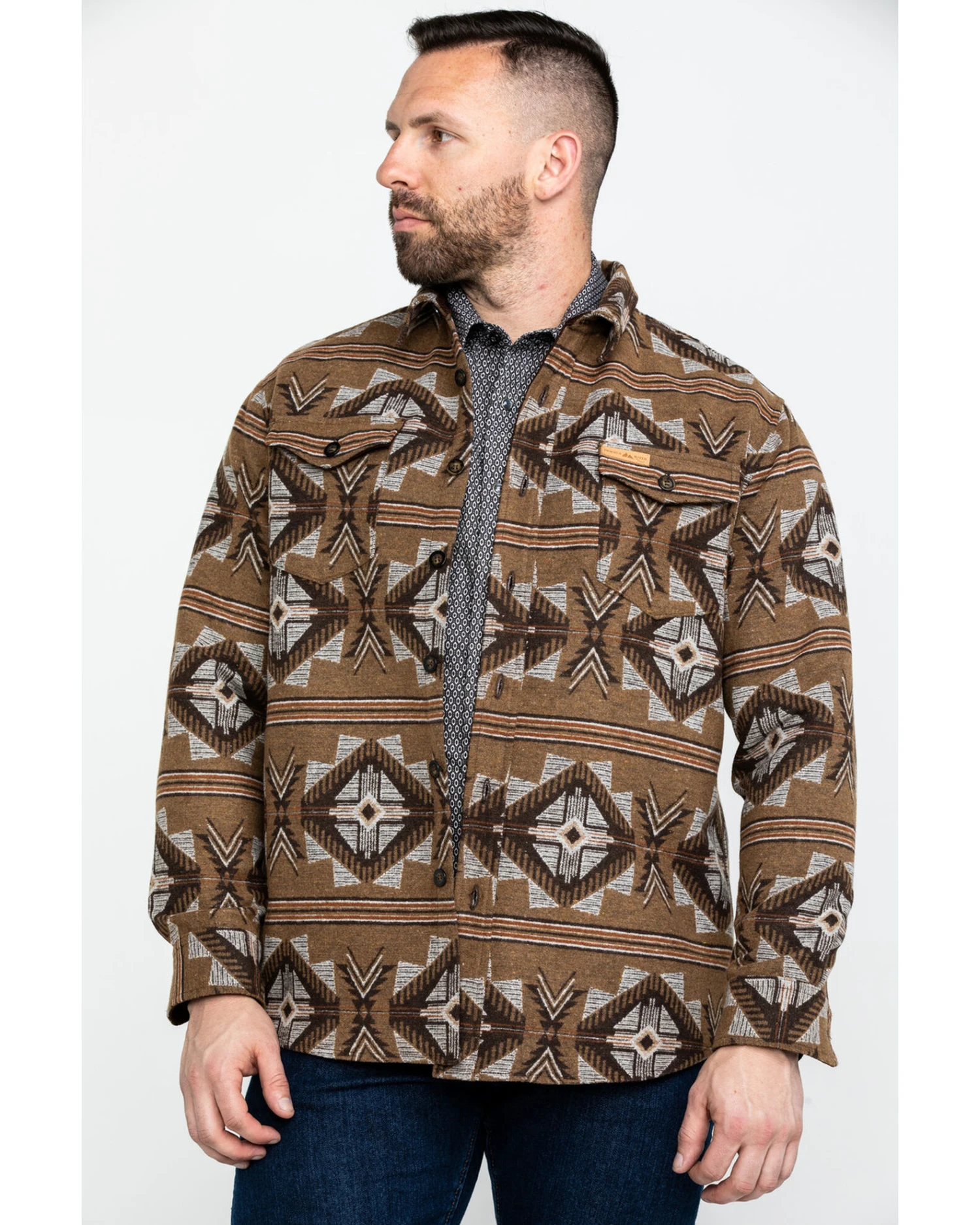 Powder River Outfitters Men's Southwestern Jacquard Shirt Jacket 6 Powder River Outfitters Men's Southwestern Jacquard Shirt Jacket - Image 4