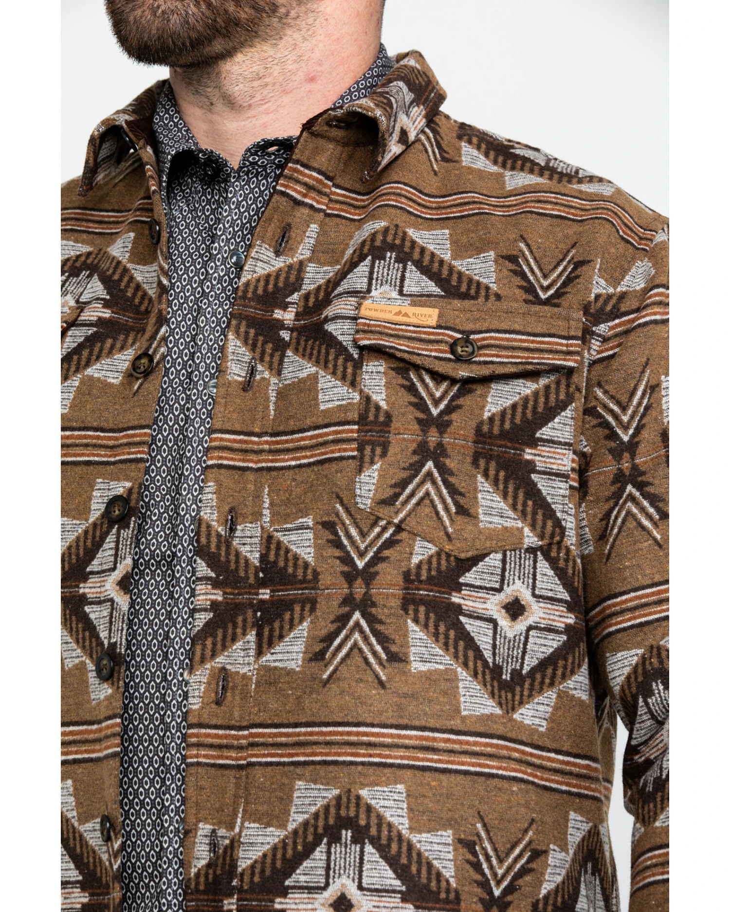 Powder River Outfitters Men's Southwestern Jacquard Shirt Jacket 5 Powder River Outfitters Men's Southwestern Jacquard Shirt Jacket - Image 3