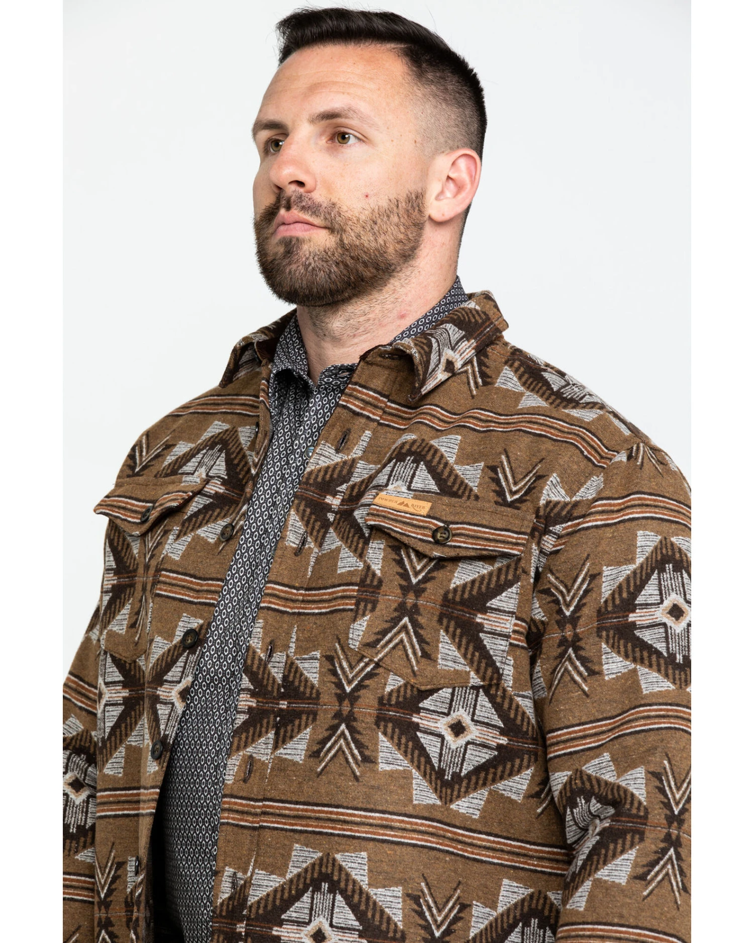 Powder River Outfitters Men's Southwestern Jacquard Shirt Jacket 3 Powder River Outfitters Men's Southwestern Jacquard Shirt Jacket