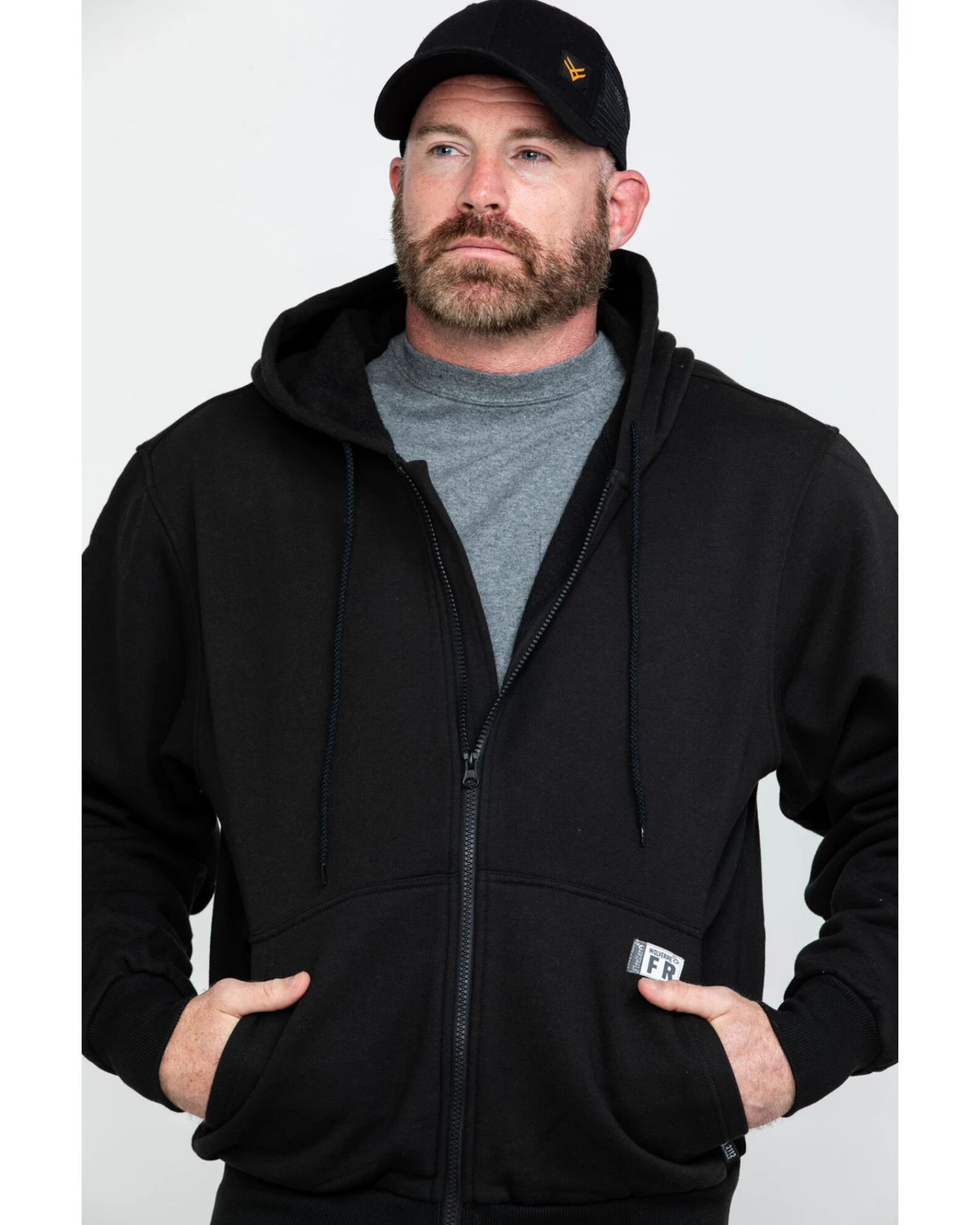 Wolverine Men's FR Logo Sleeve Zip-Up Work Hoodie 3 Wolverine Men's FR Logo Sleeve Zip-Up Work Hoodie