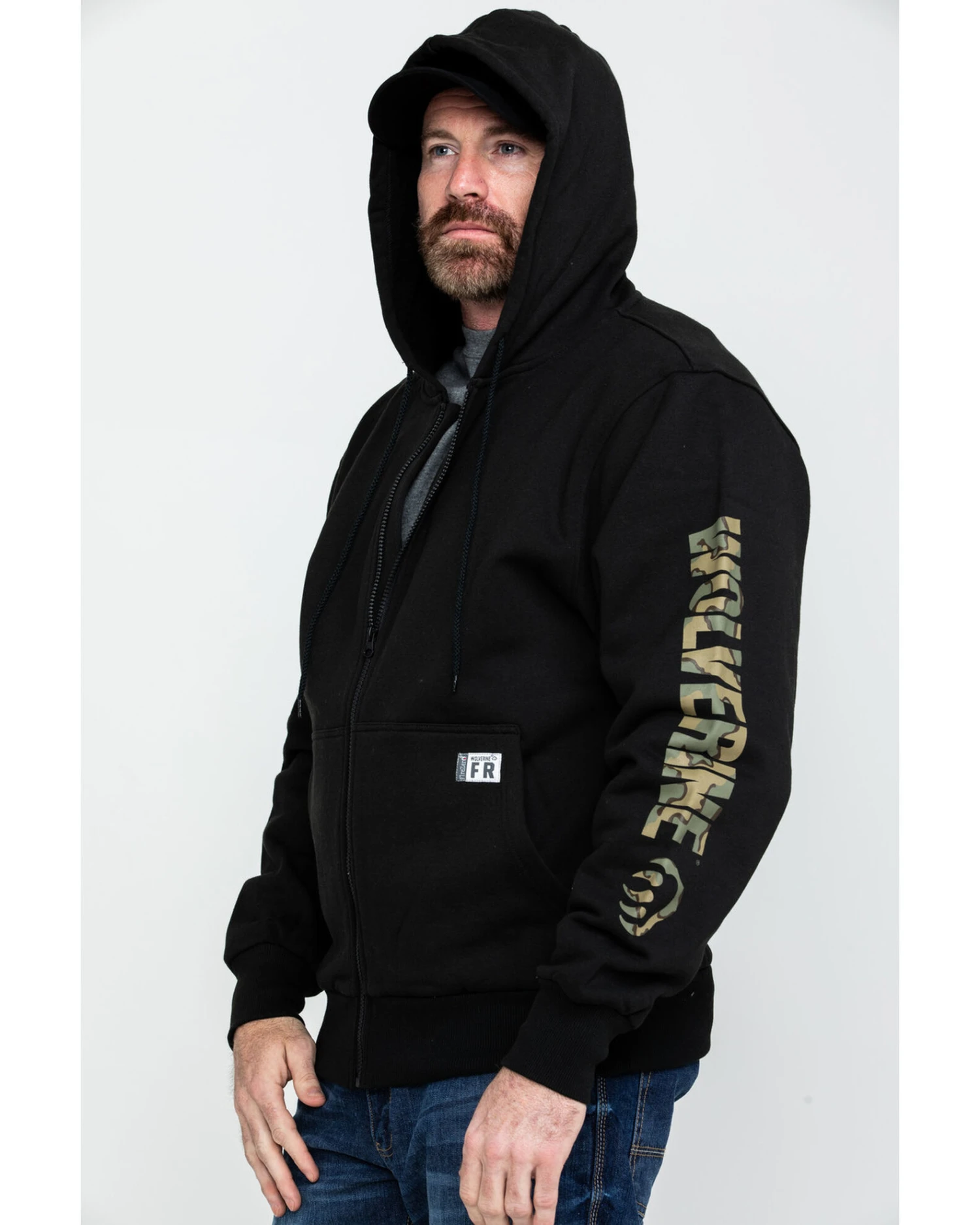Wolverine Men's FR Logo Sleeve Zip-Up Work Hoodie 8 Wolverine Men's FR Logo Sleeve Zip-Up Work Hoodie - Image 6