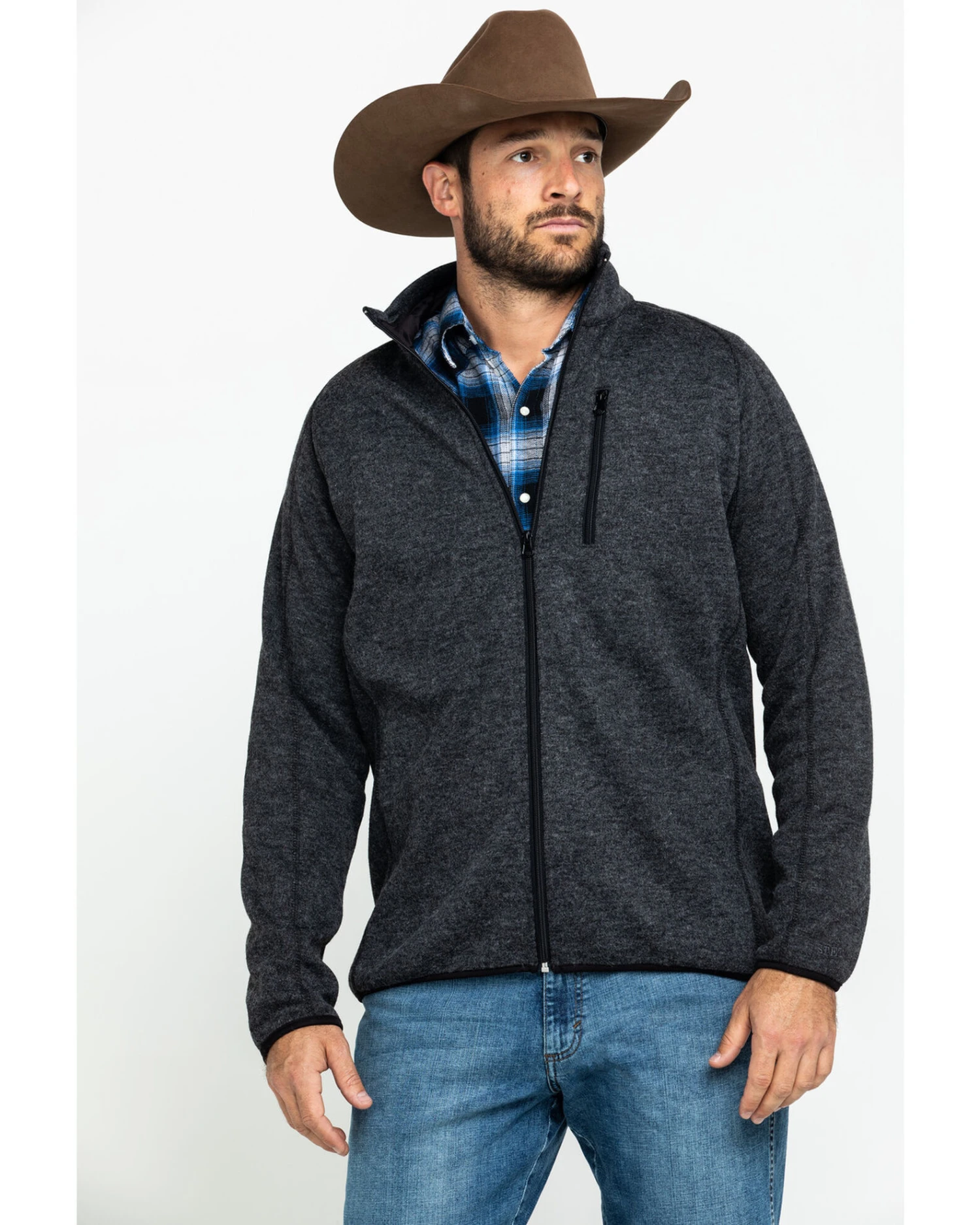 Stetson Men's Charcoal Fuzzy Bonded Sweater 7 Stetson Men's Charcoal Fuzzy Bonded Sweater - Image 5