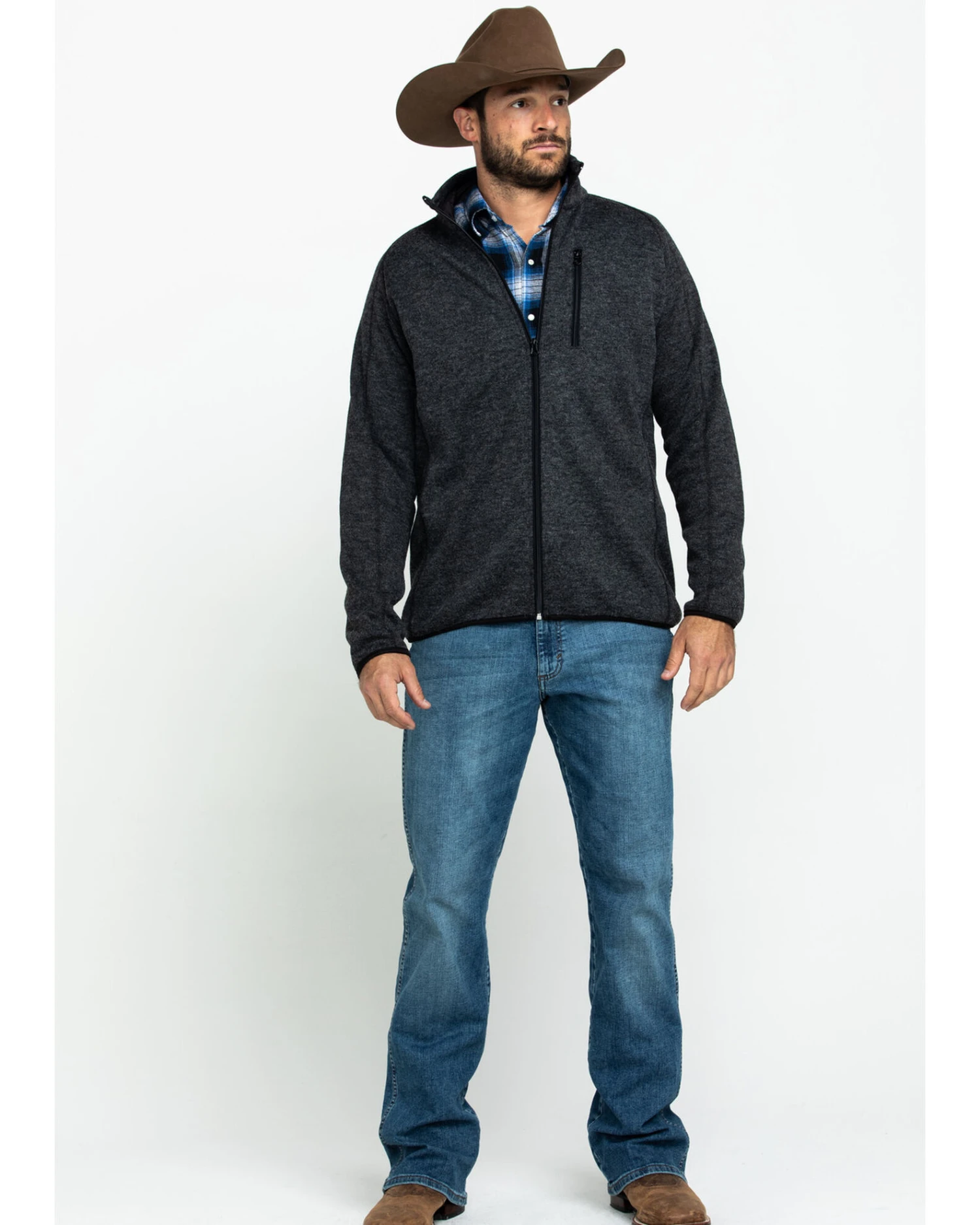 Stetson Men's Charcoal Fuzzy Bonded Sweater 5 Stetson Men's Charcoal Fuzzy Bonded Sweater - Image 3