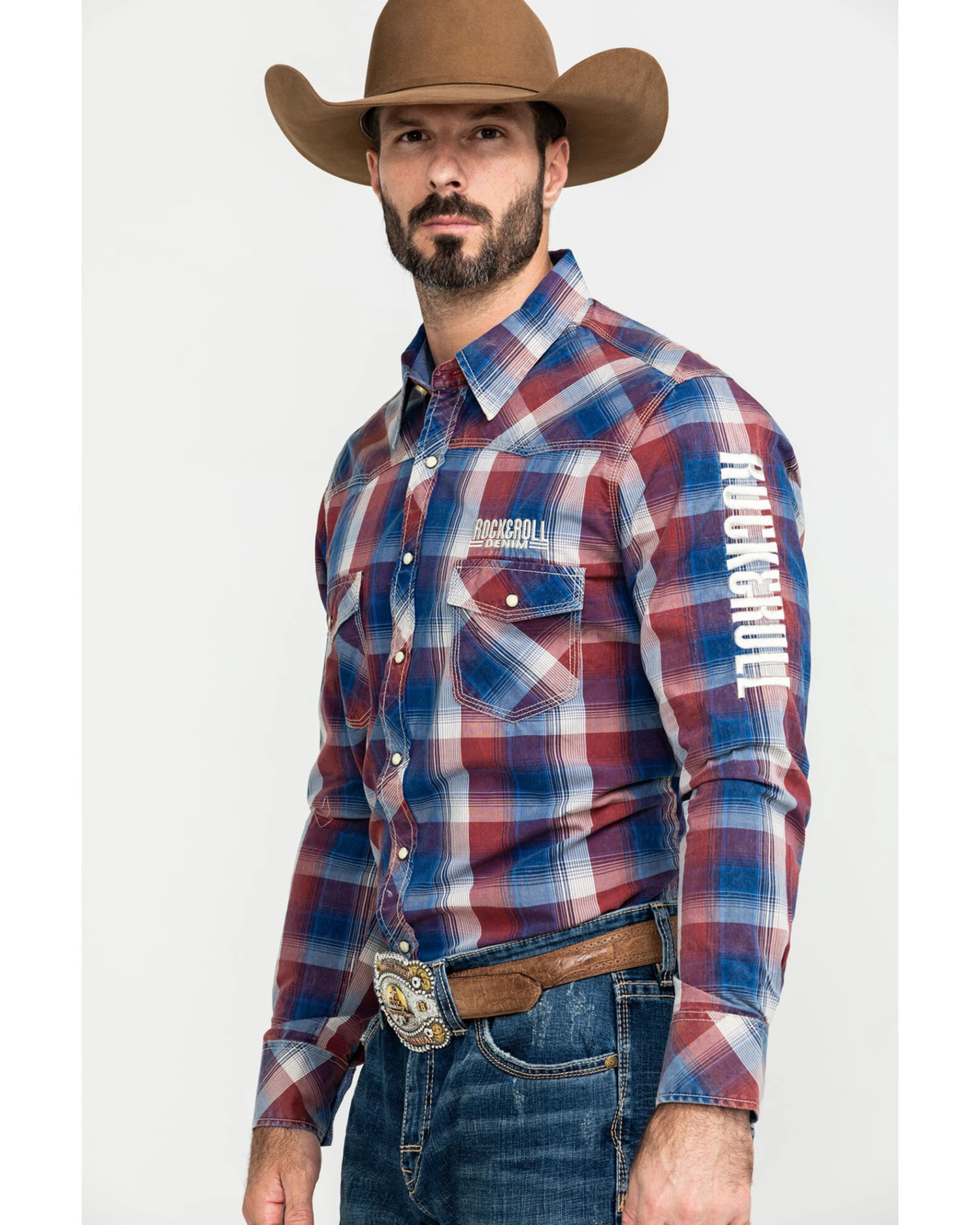 Rock & Roll Denim Men's Plaid Logo Long Sleeve Western Shirt 8 Rock & Roll Denim Men's Plaid Logo Long Sleeve Western Shirt - Image 6