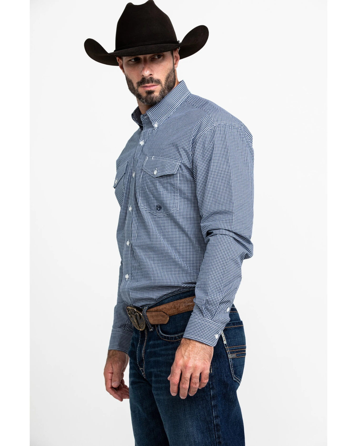 Roper Men's Amarillo Meadow Mini Check Plaid Long Sleeve Western Shirt 4 Roper Men's Amarillo Meadow Mini Check Plaid Long Sleeve Western Shirt - Image 2