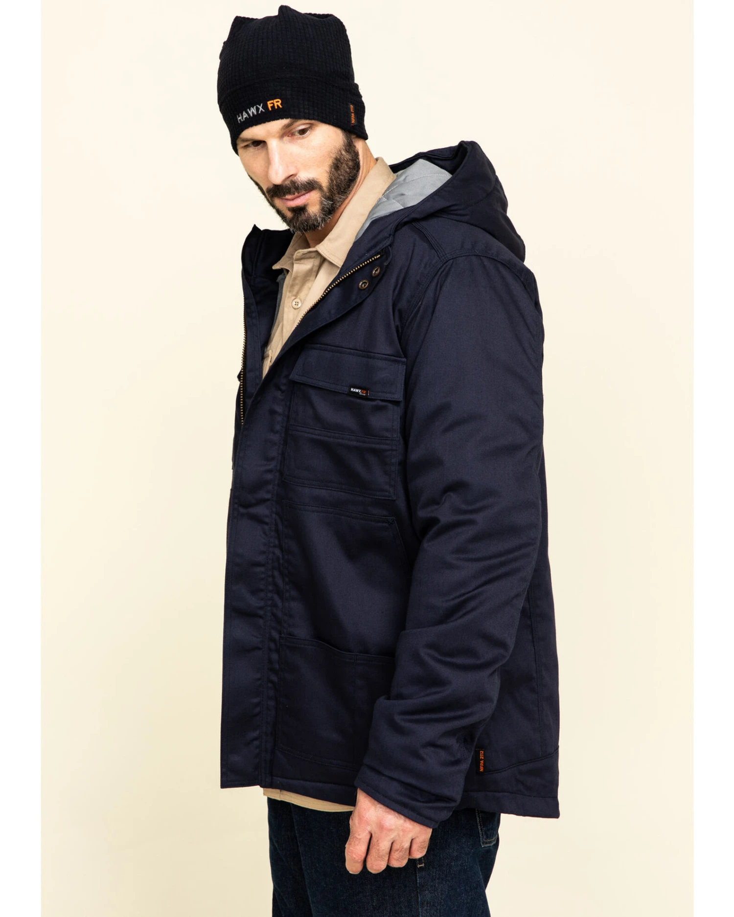 Hawx Men's FR Duck Hooded Storm-Flap Work Jacket - Big 6 Hawx Men's FR Duck Hooded Storm-Flap Work Jacket - Big - Image 4