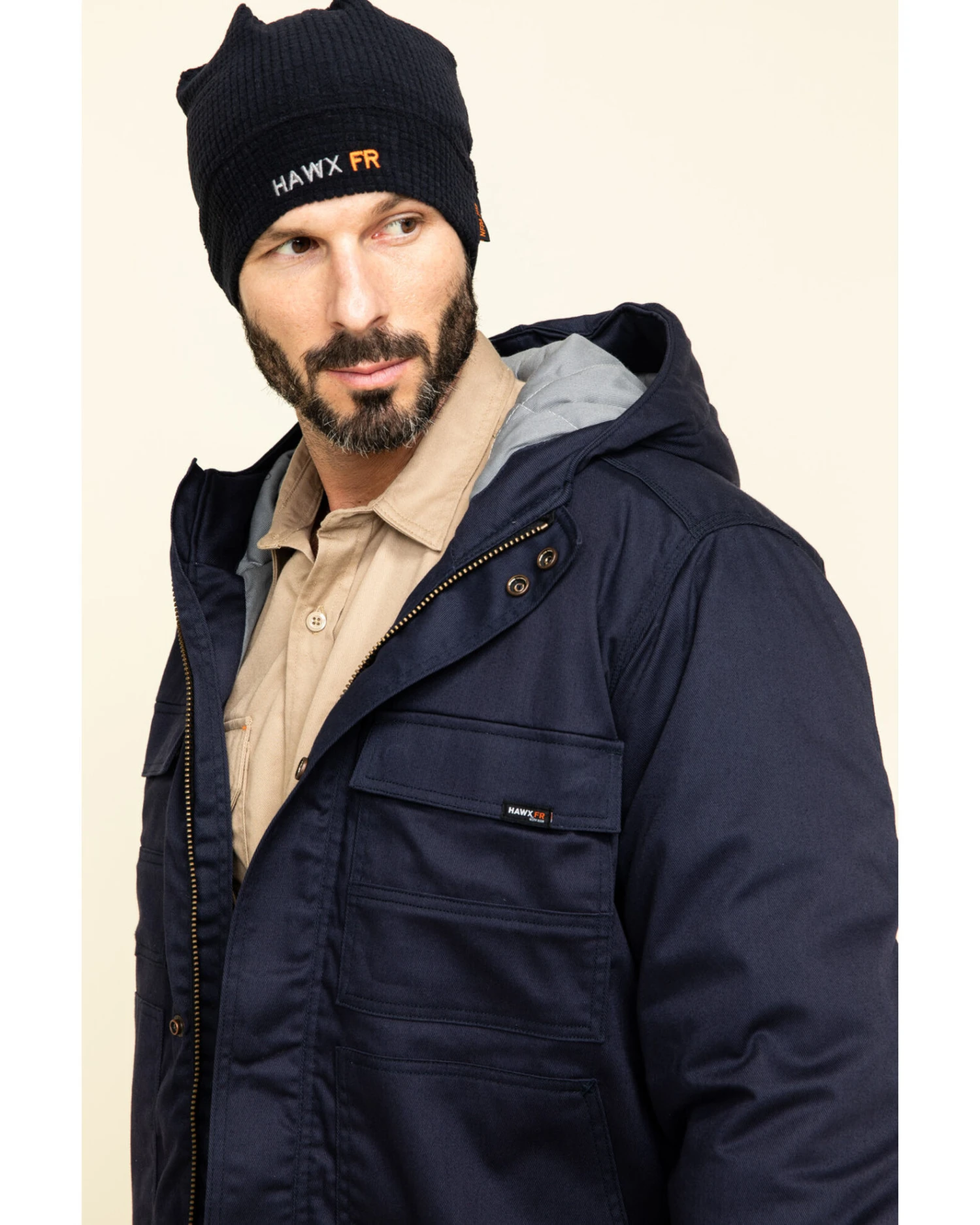 Hawx Men's FR Duck Hooded Storm-Flap Work Jacket - Big 7 Hawx Men's FR Duck Hooded Storm-Flap Work Jacket - Big - Image 5