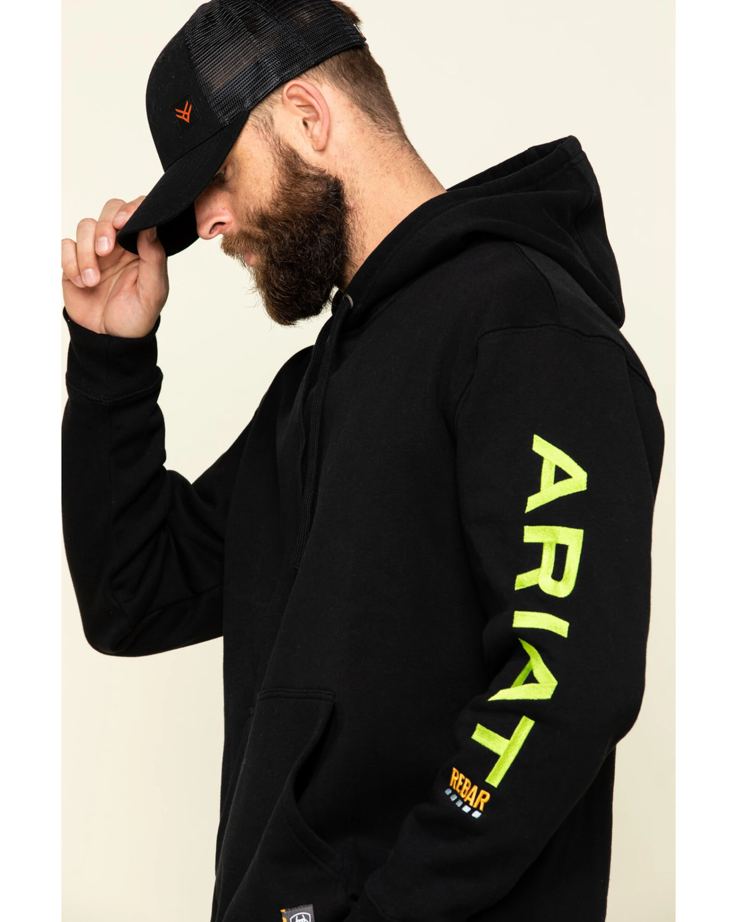 Ariat Men's Black/Lime Rebar Graphic Hooded Work Sweatshirt 5 Ariat Men's Black/Lime Rebar Graphic Hooded Work Sweatshirt - Image 3