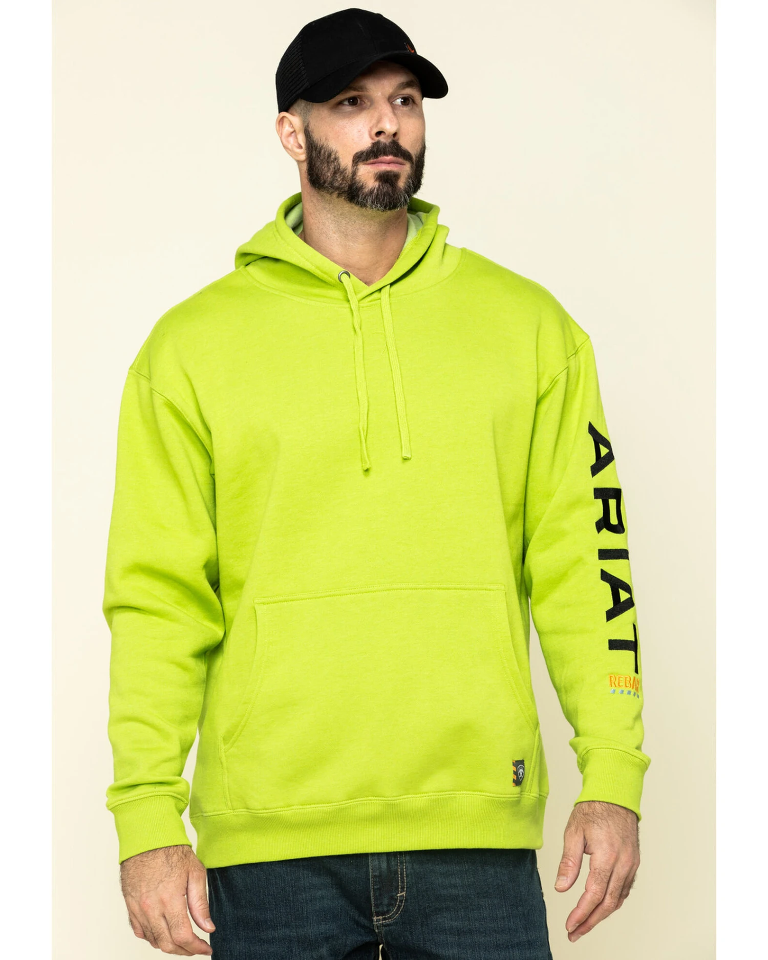 Ariat Men's Lime Heather Rebar Graphic Hooded Work Sweatshirt 5 Ariat Men's Lime Heather Rebar Graphic Hooded Work Sweatshirt - Image 3