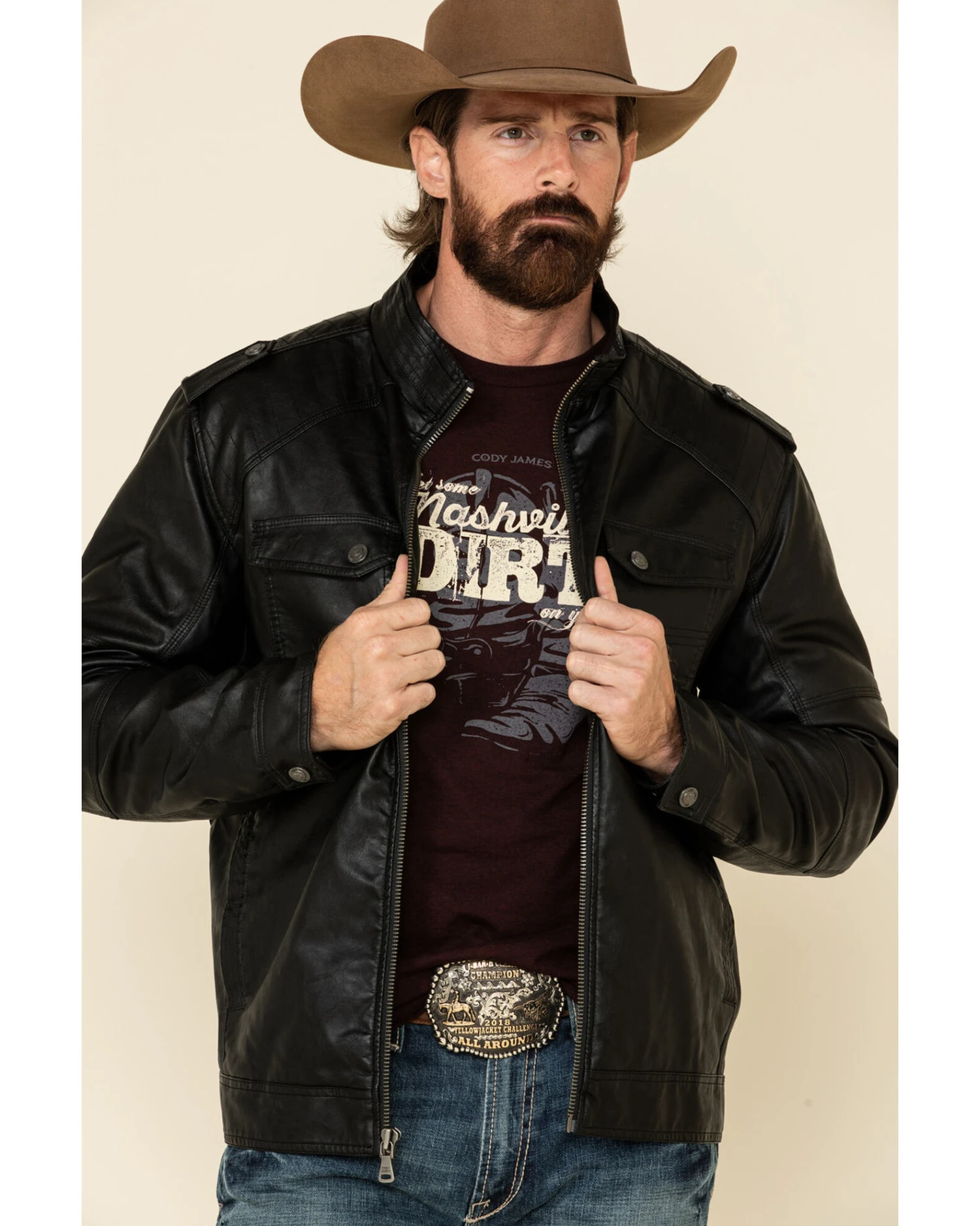 Cody James Men's Backwoods Distressed Faux Leather Moto Jacket - Tall 3 Cody James Men's Backwoods Distressed Faux Leather Moto Jacket - Tall