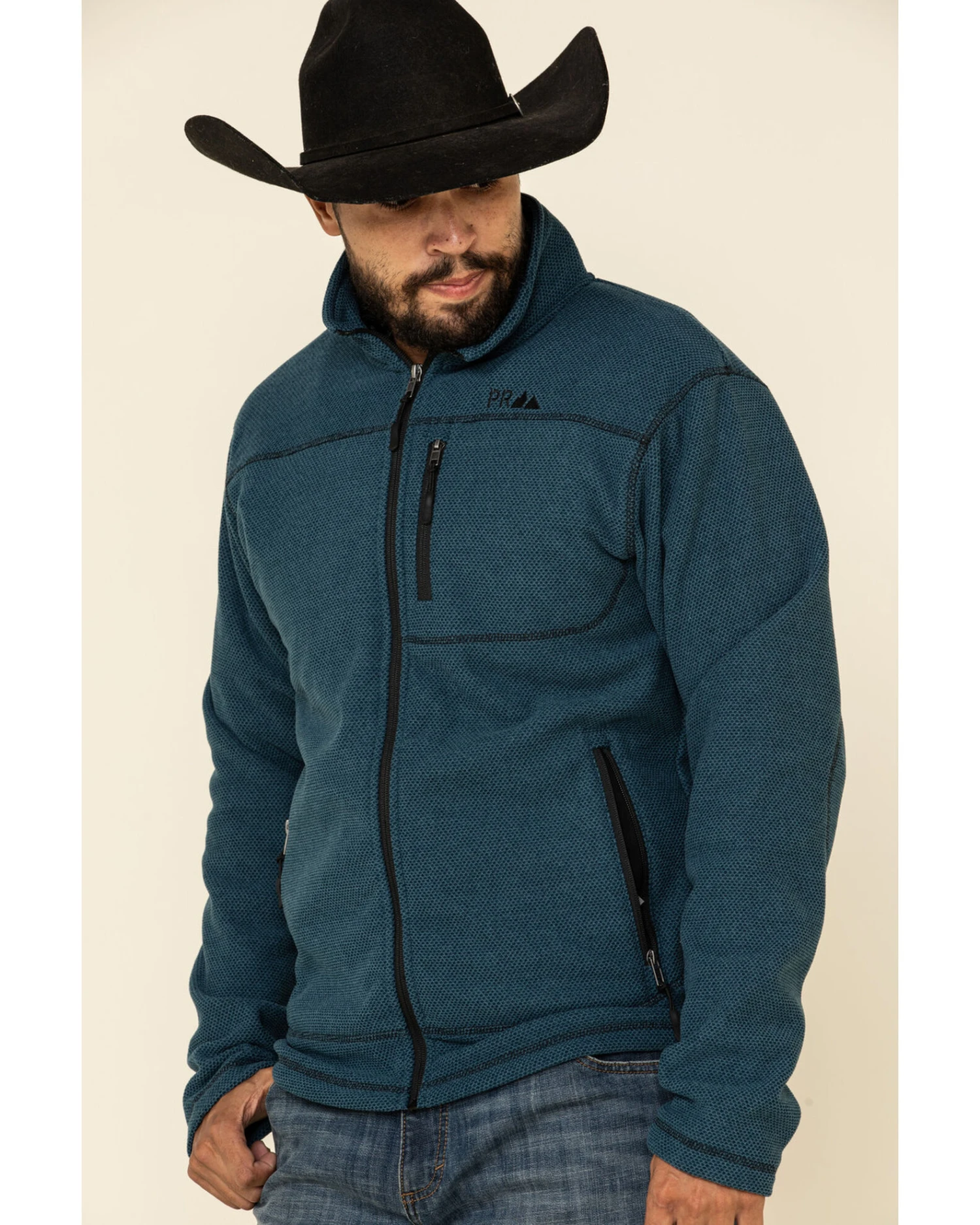 Powder River Outfitters Men's Teal Waffle Melange Knit Zip-Front Jacket 7 Powder River Outfitters Men's Teal Waffle Melange Knit Zip-Front Jacket - Image 5
