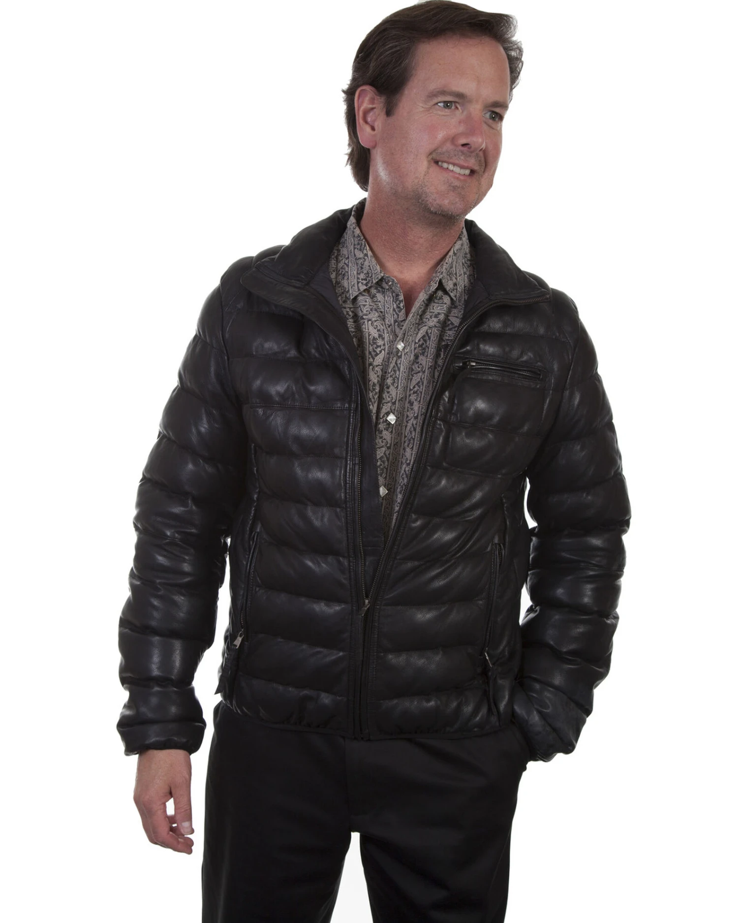 Scully Men's Horizontal Ribbed Leather Jacket 3 Scully Men's Horizontal Ribbed Leather Jacket