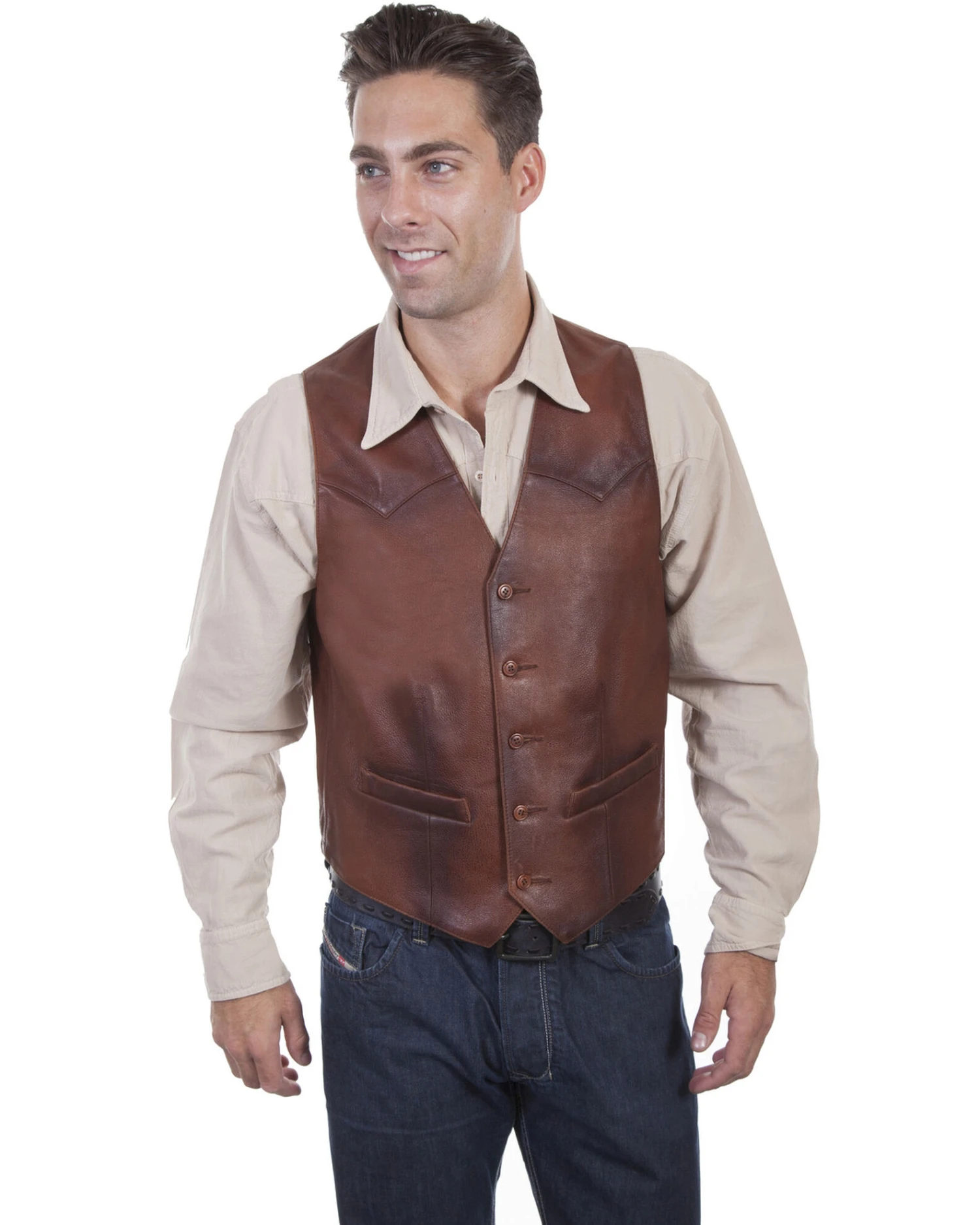 Scully Men's Classic Western Leather Vest 3 Scully Men's Classic Western Leather Vest