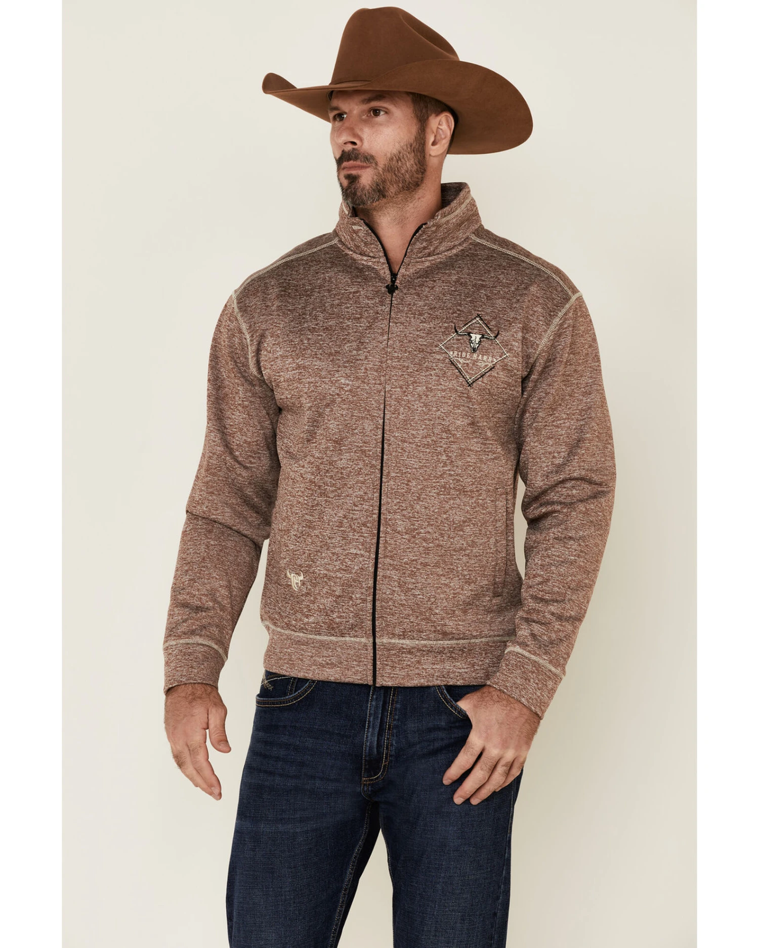 Cowboy Hardware Men's Brown Microfleece Zip-Up Jacket 4 Cowboy Hardware Men's Brown Microfleece Zip-Up Jacket - Image 2