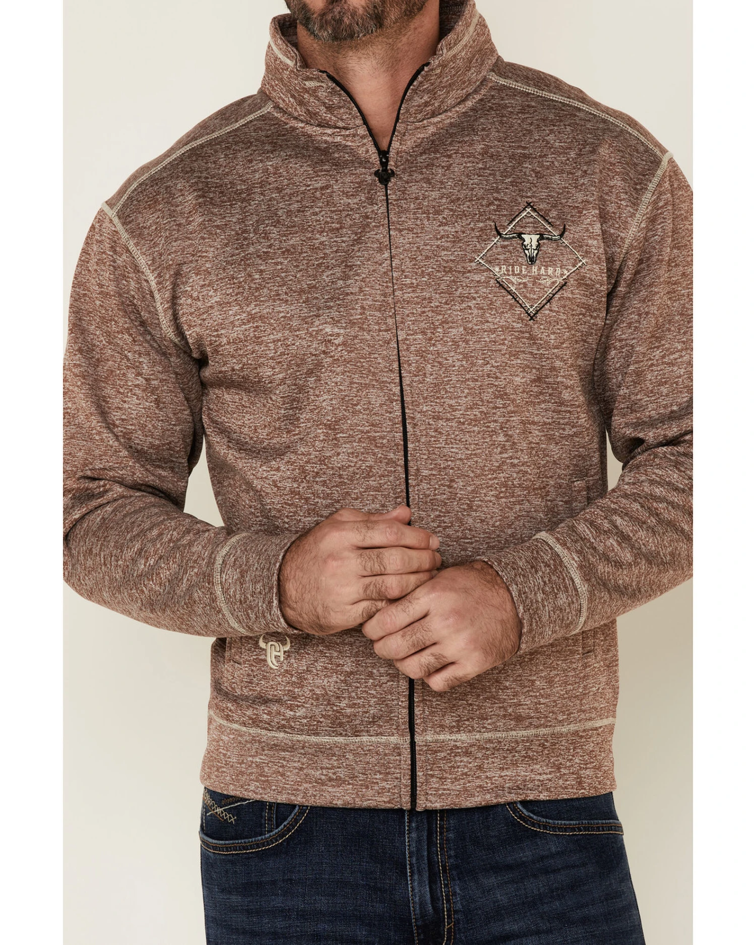 Cowboy Hardware Men's Brown Microfleece Zip-Up Jacket 5 Cowboy Hardware Men's Brown Microfleece Zip-Up Jacket - Image 3