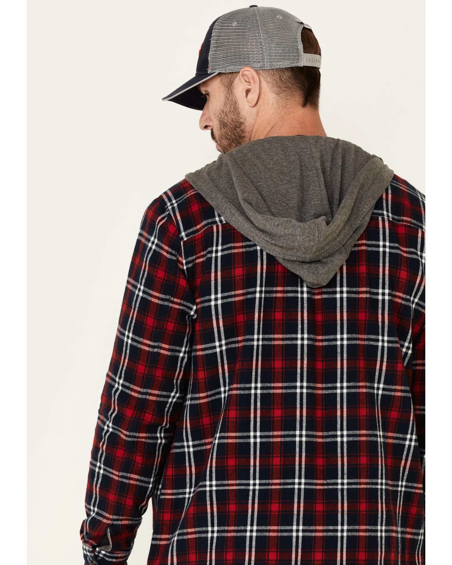 Flag & Anthem Men's Holloway Large Plaid Print Hooded Shirt Jacket 7 Flag & Anthem Men's Holloway Large Plaid Print Hooded Shirt Jacket - Image 5