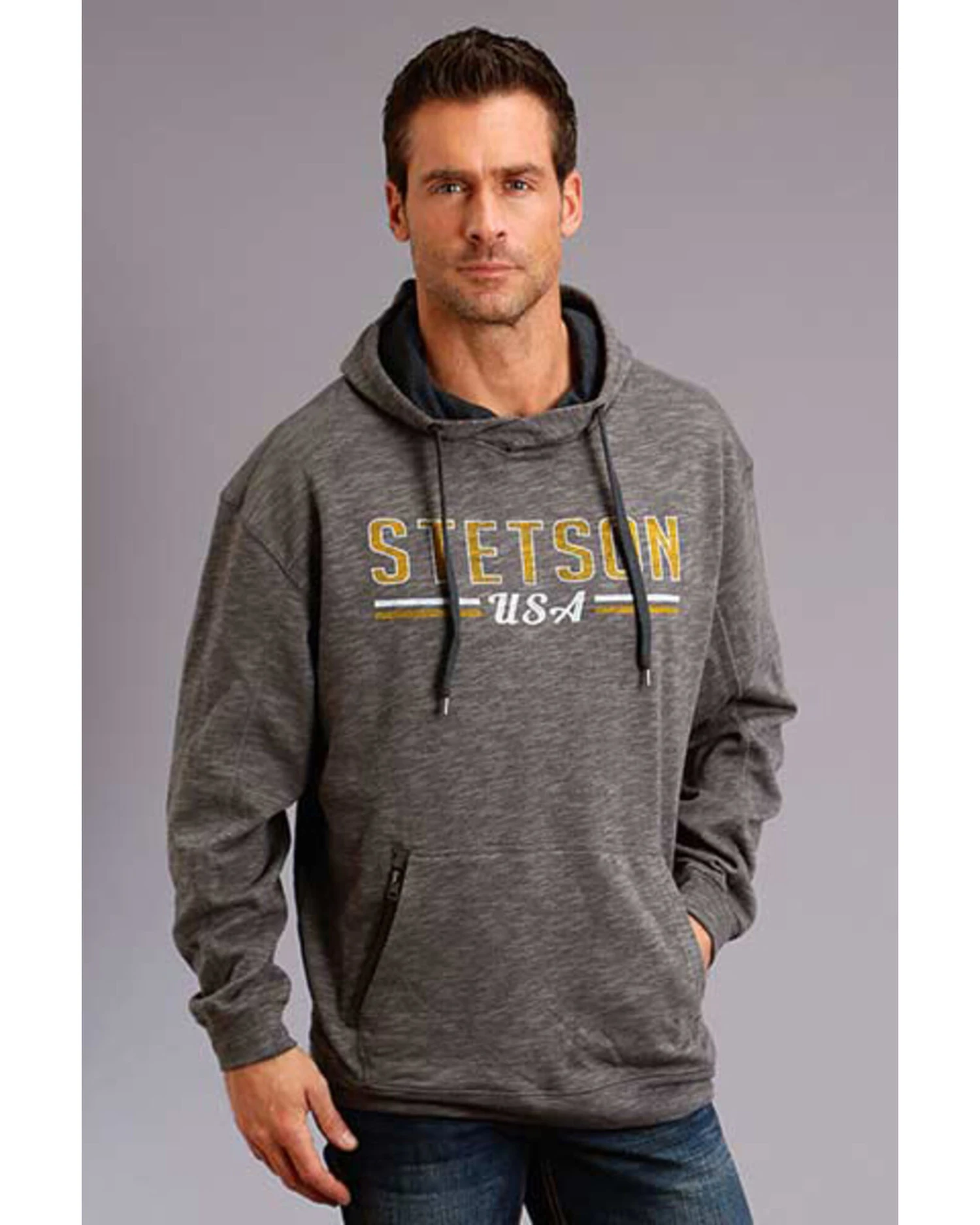 Stetson Men's USA Slub French Terry Hooded Sweatshirt 4 Stetson Men's USA Slub French Terry Hooded Sweatshirt - Image 2