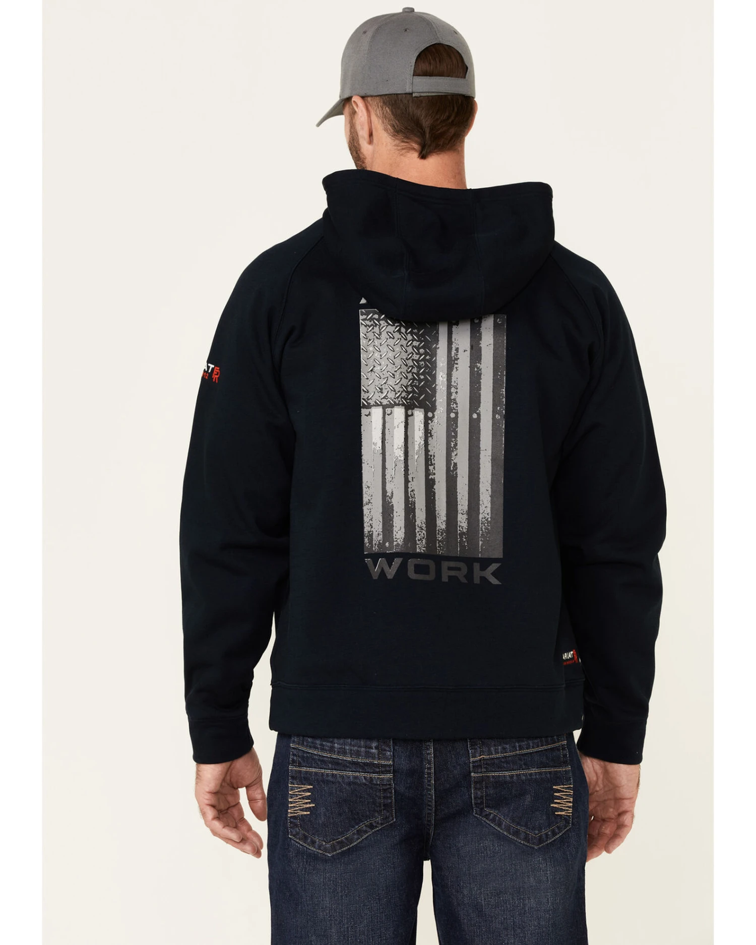 Ariat Men's FR Primo Fleece Alloy Flag Graphic Zip-Front Hooded Work Jacket 4 Ariat Men's FR Primo Fleece Alloy Flag Graphic Zip-Front Hooded Work Jacket - Image 2