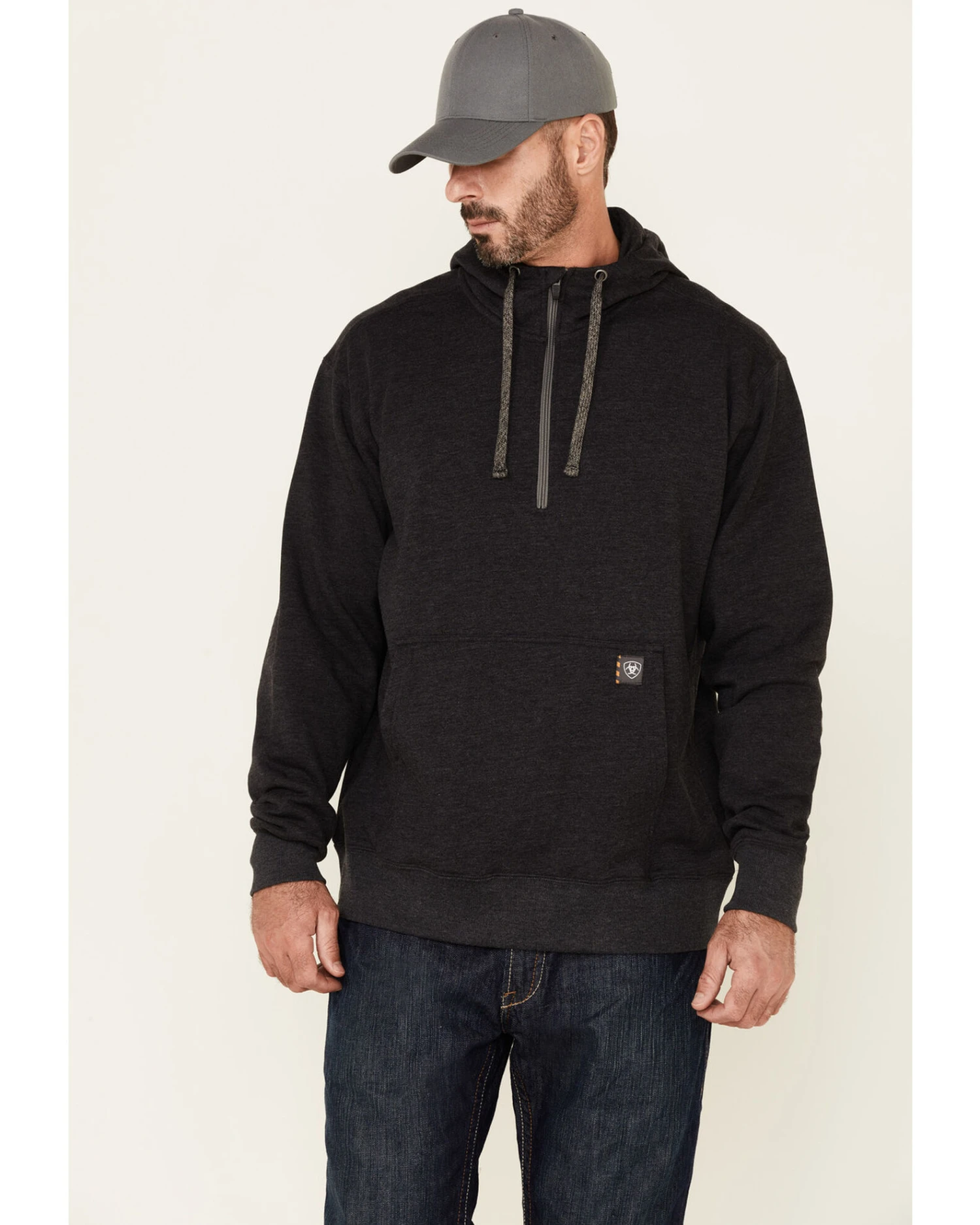 Ariat Men's Charcoal Rebar Workman 1/4 Zip Front Work Hooded Pullover 4 Ariat Men's Charcoal Rebar Workman 1/4 Zip Front Work Hooded Pullover - Image 2
