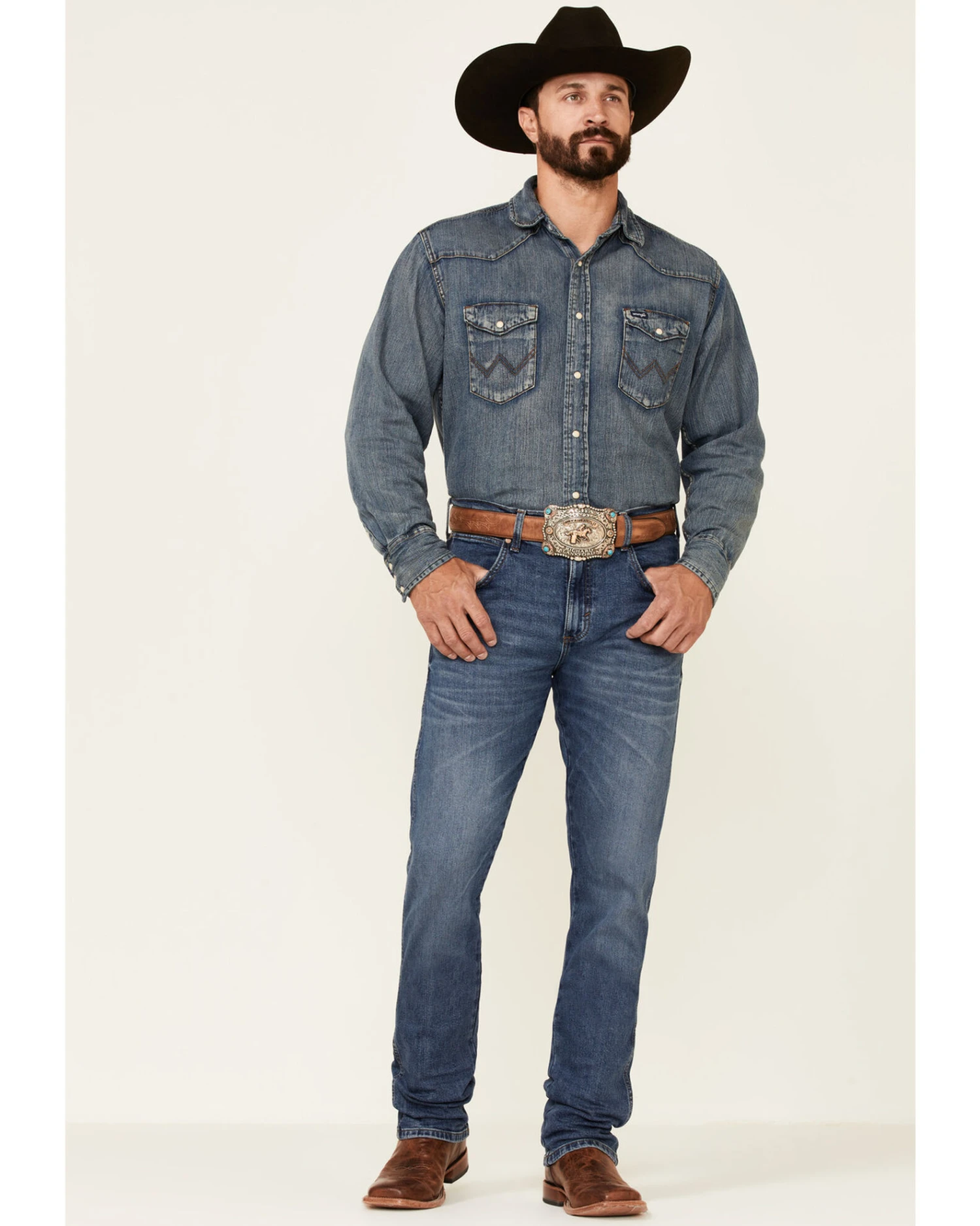 Wrangler Retro Premium Men's Harrick Dark Wash Stretch Slim Straight Jeans 6 Wrangler Retro Premium Men's Harrick Dark Wash Stretch Slim Straight Jeans - Image 4