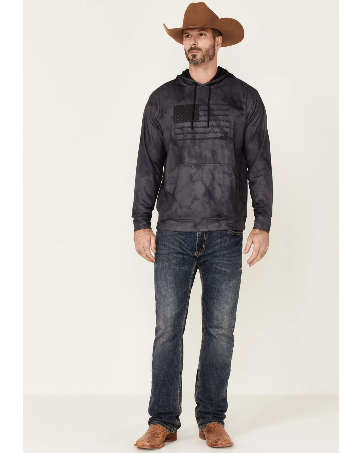 Hooey Men's Tie-Dye Liberty Roper Flag Graphic Hooded Sweatshirt 4 Hooey Men's Tie-Dye Liberty Roper Flag Graphic Hooded Sweatshirt - Image 2