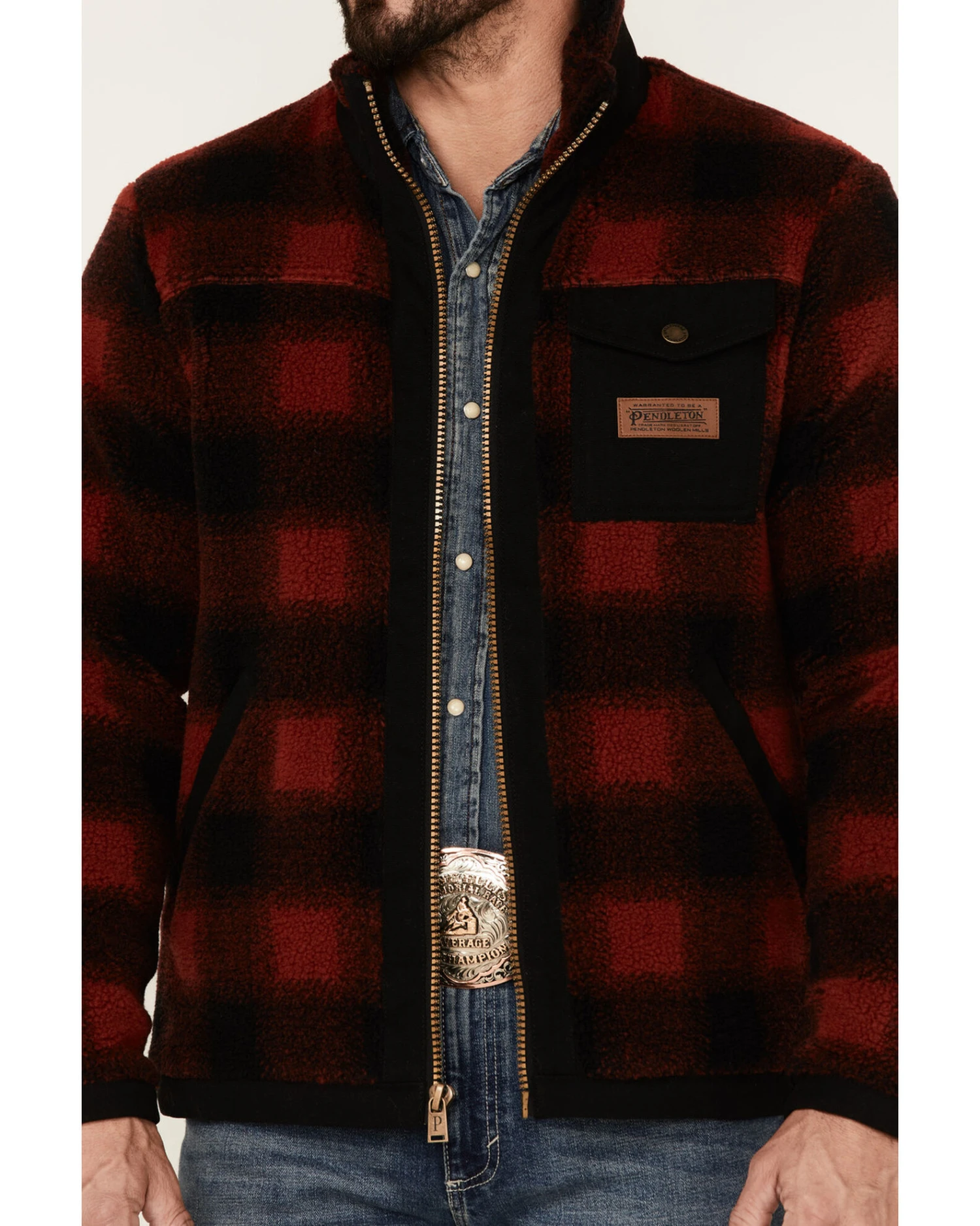 Pendleton Men's Buffalo Plaid Lone Fir Zip-Front Fleece Jacket 4 Pendleton Men's Buffalo Plaid Lone Fir Zip-Front Fleece Jacket - Image 2