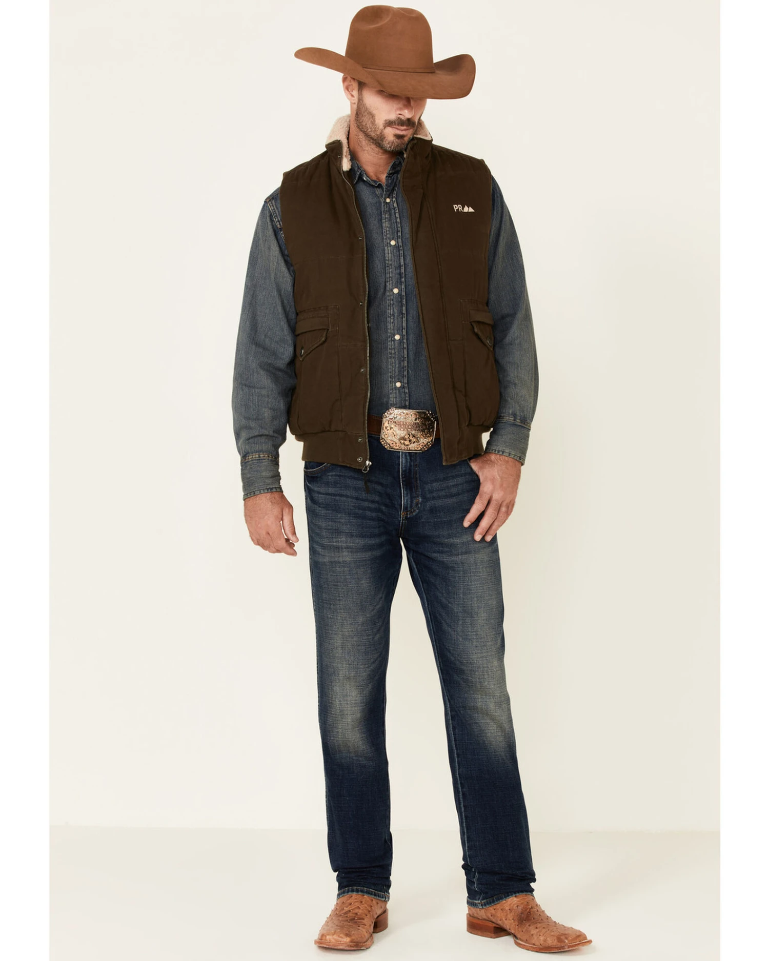 Powder River Outfitters Men's Concealed Carry Olive Brushed Canvas Storm Flap Vest 3 Powder River Outfitters Men's Concealed Carry Olive Brushed Canvas Storm Flap Vest