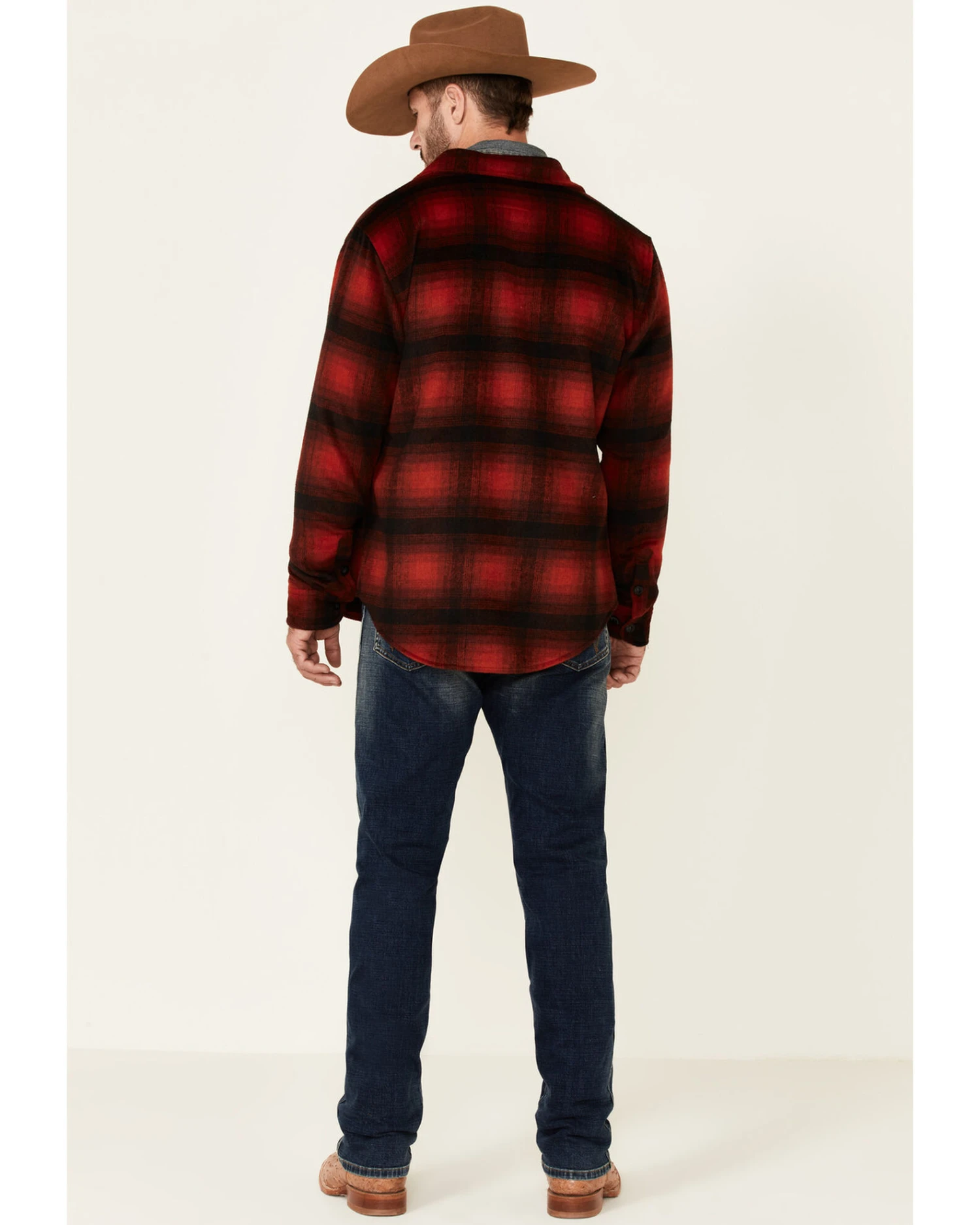 Powder River Outfitters Men's Red Ombre Plaid Wool Button-Front Shirt Jacket 6 Powder River Outfitters Men's Red Ombre Plaid Wool Button-Front Shirt Jacket - Image 4