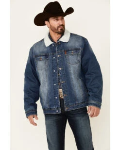 Cinch Men's Denim Sherpa Lined Snap-Front Trucker Jacket - Big -Boot Barn 2000345761 400 P1