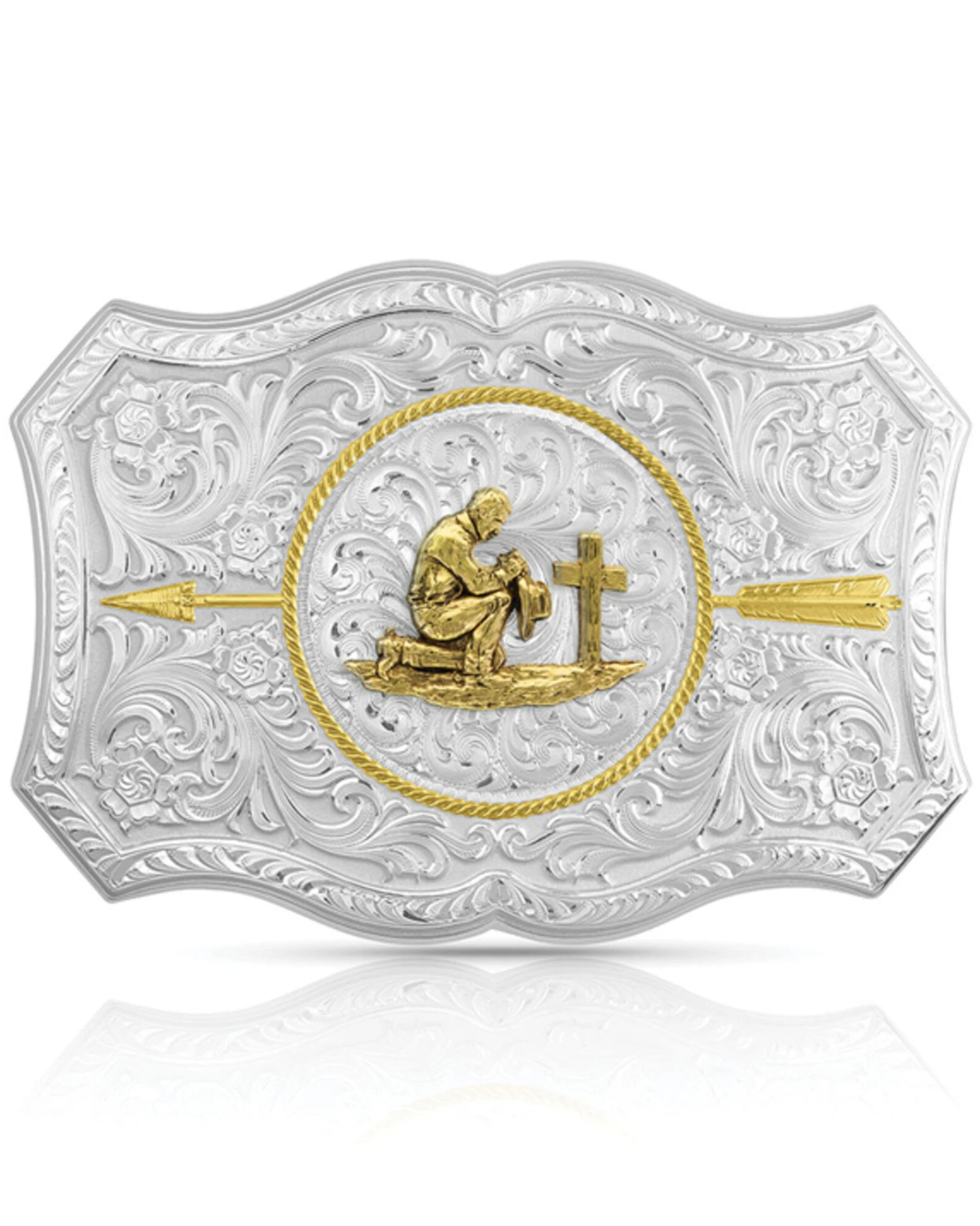 Montana Silversmiths Men's Your Arrow Buckle With Praying Cowboy 3 Montana Silversmiths Men's Your Arrow Buckle With Praying Cowboy