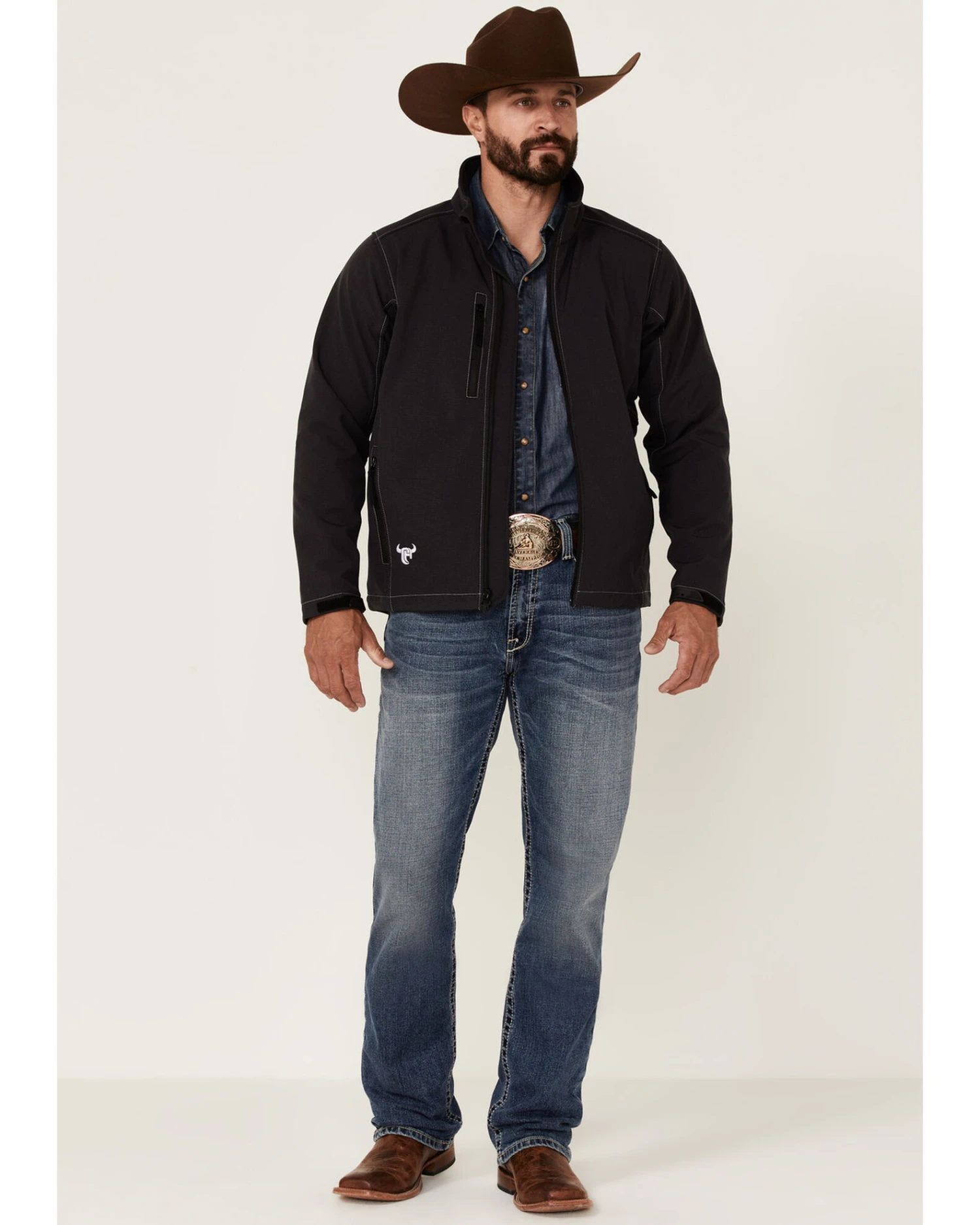 Cowboy Hardware Men's Barbwire Stitched Zip-Front Poly Shell Jacket 4 Cowboy Hardware Men's Barbwire Stitched Zip-Front Poly Shell Jacket - Image 2