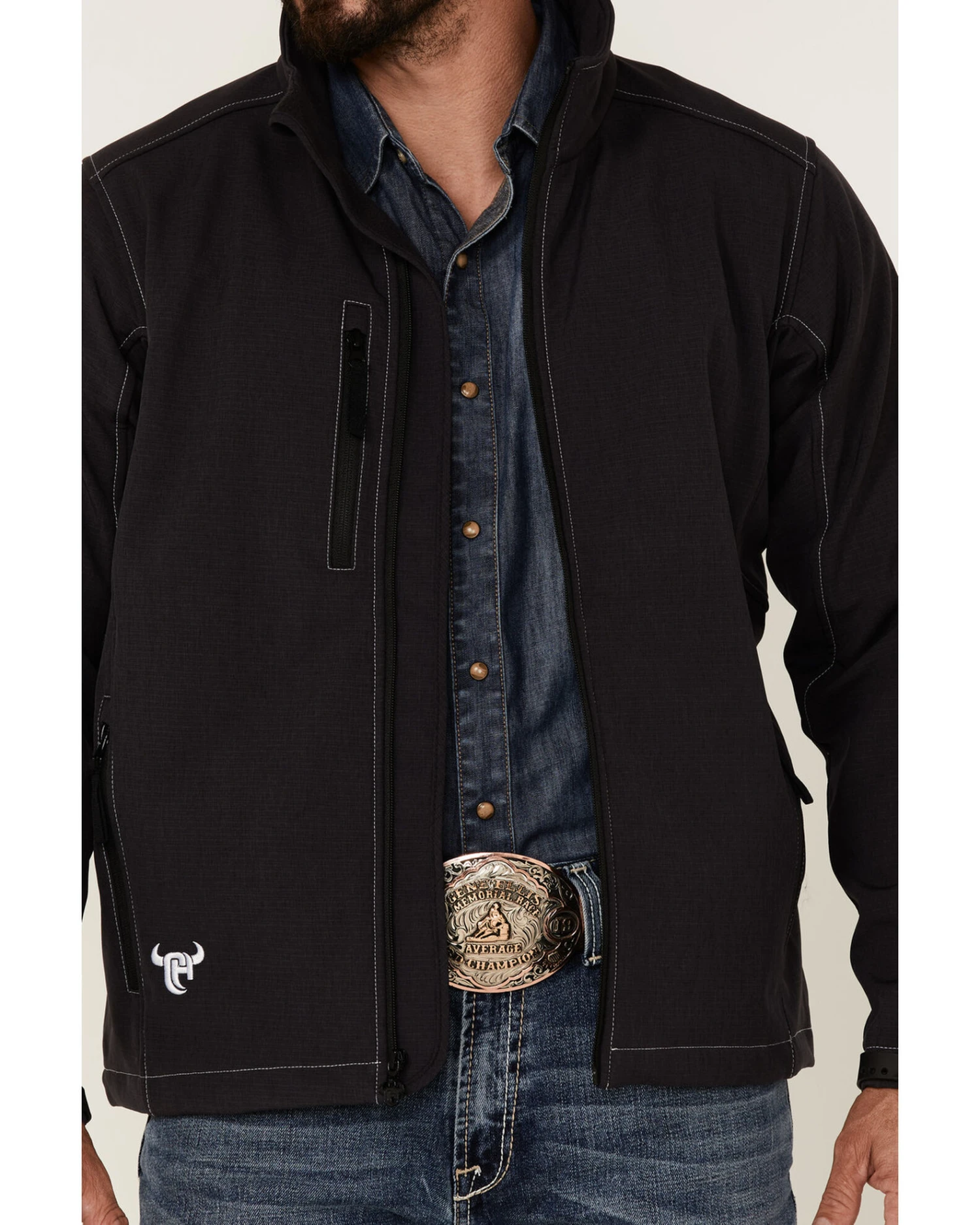 Cowboy Hardware Men's Barbwire Stitched Zip-Front Poly Shell Jacket 3 Cowboy Hardware Men's Barbwire Stitched Zip-Front Poly Shell Jacket