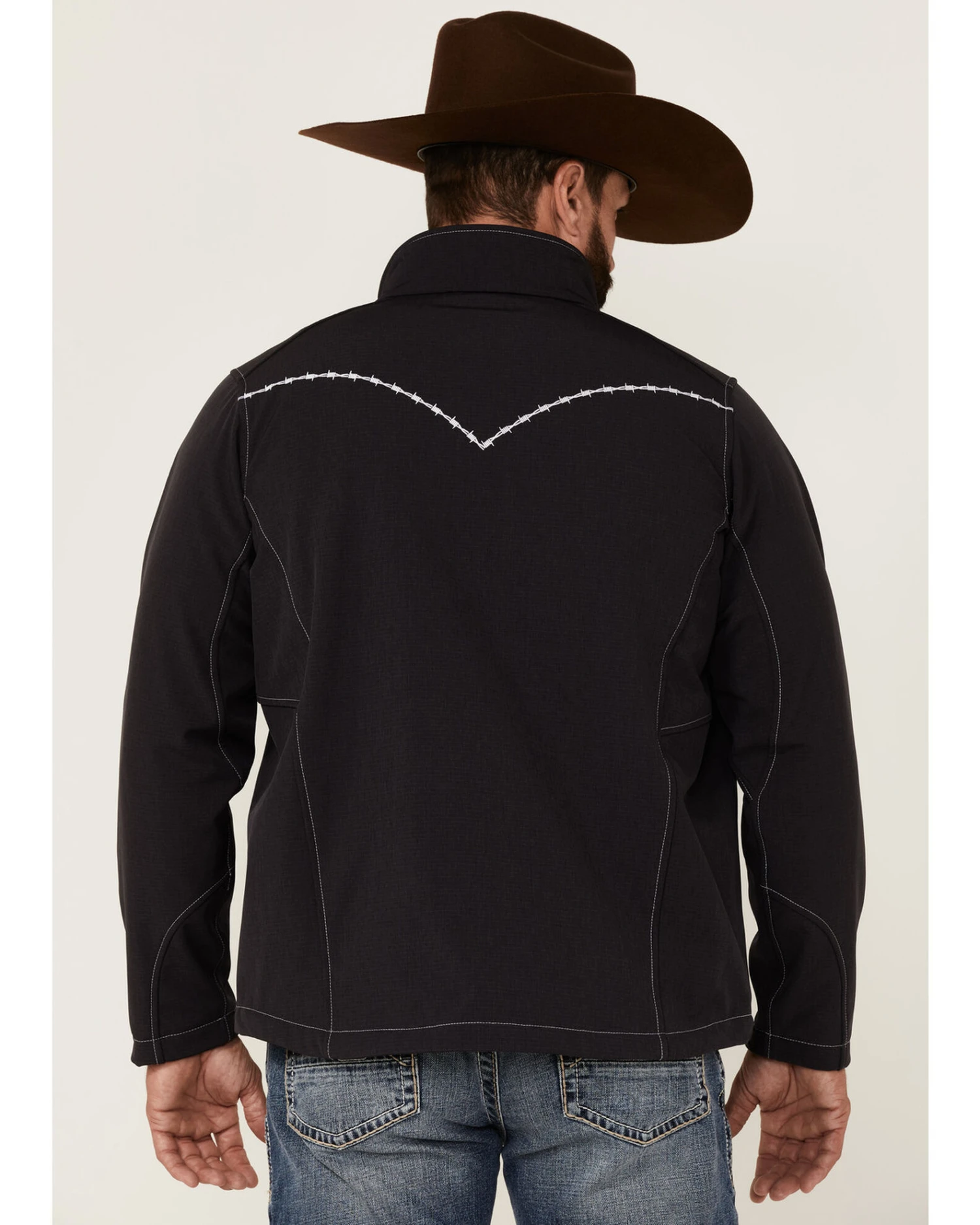 Cowboy Hardware Men's Barbwire Stitched Zip-Front Poly Shell Jacket 5 Cowboy Hardware Men's Barbwire Stitched Zip-Front Poly Shell Jacket - Image 3