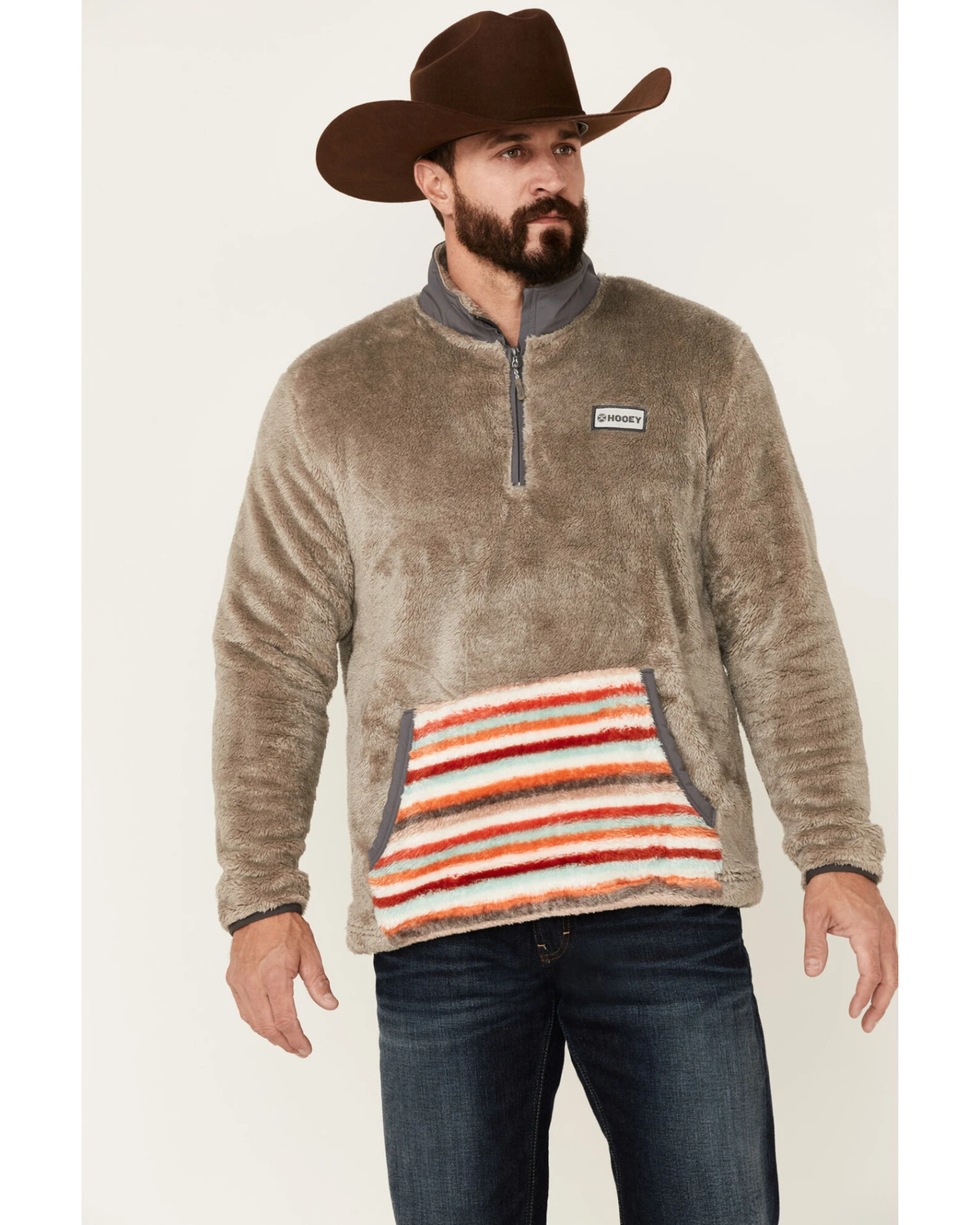 Hooey Men's Stripe Pocket 1/4 Zip Fleece Pullover 4 Hooey Men's Stripe Pocket 1/4 Zip Fleece Pullover - Image 2