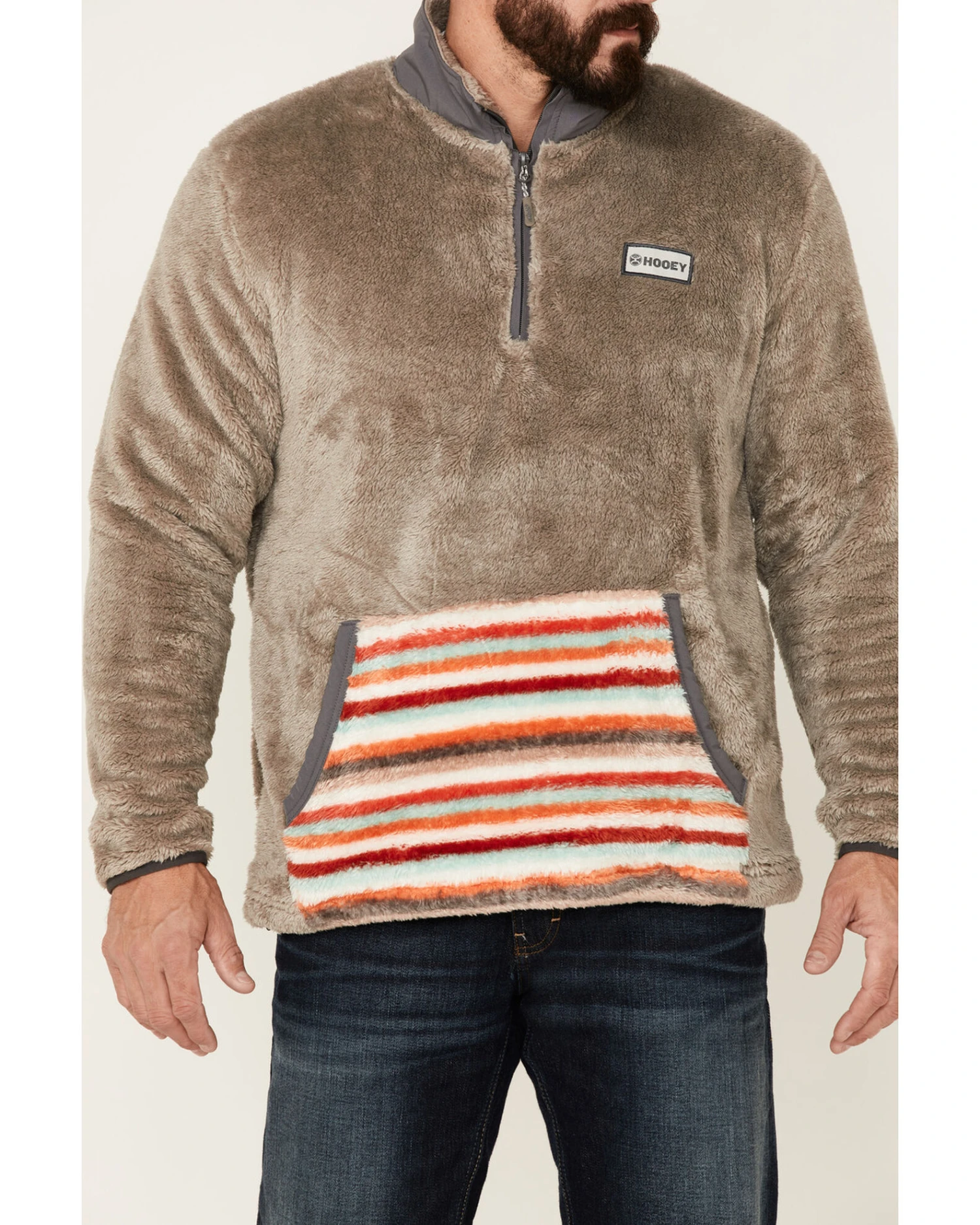 Hooey Men's Stripe Pocket 1/4 Zip Fleece Pullover 3 Hooey Men's Stripe Pocket 1/4 Zip Fleece Pullover